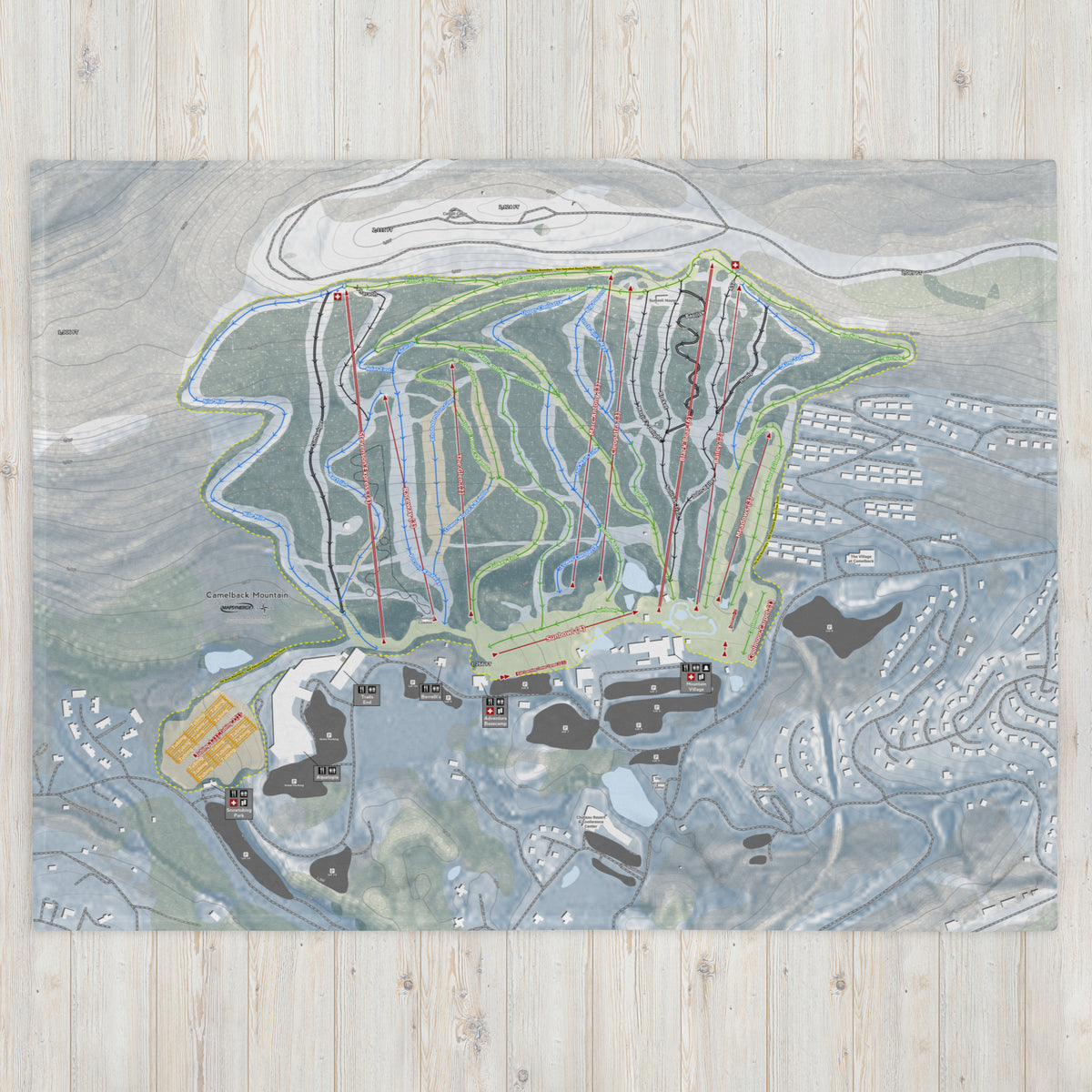 Camelback Mountain, Pennsylvania Ski Resort Map Blanket - Powderaddicts