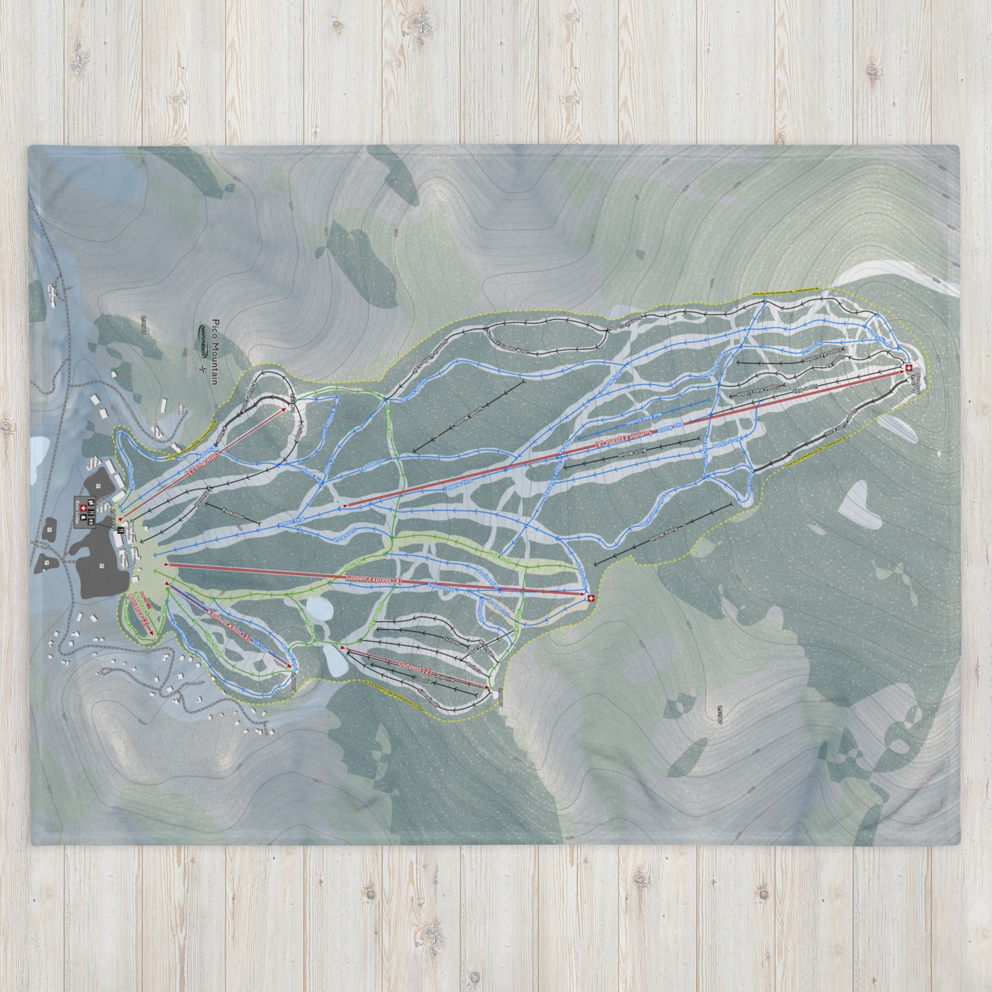 Pico Mountain, Vermont Ski resort Map Blanket - Powderaddicts