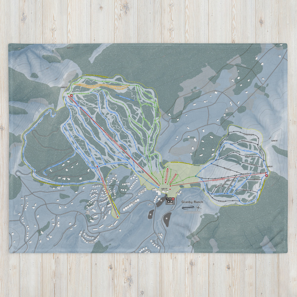 Granby Ranch, Colorado Ski Resort Map Blanket - Powderaddicts