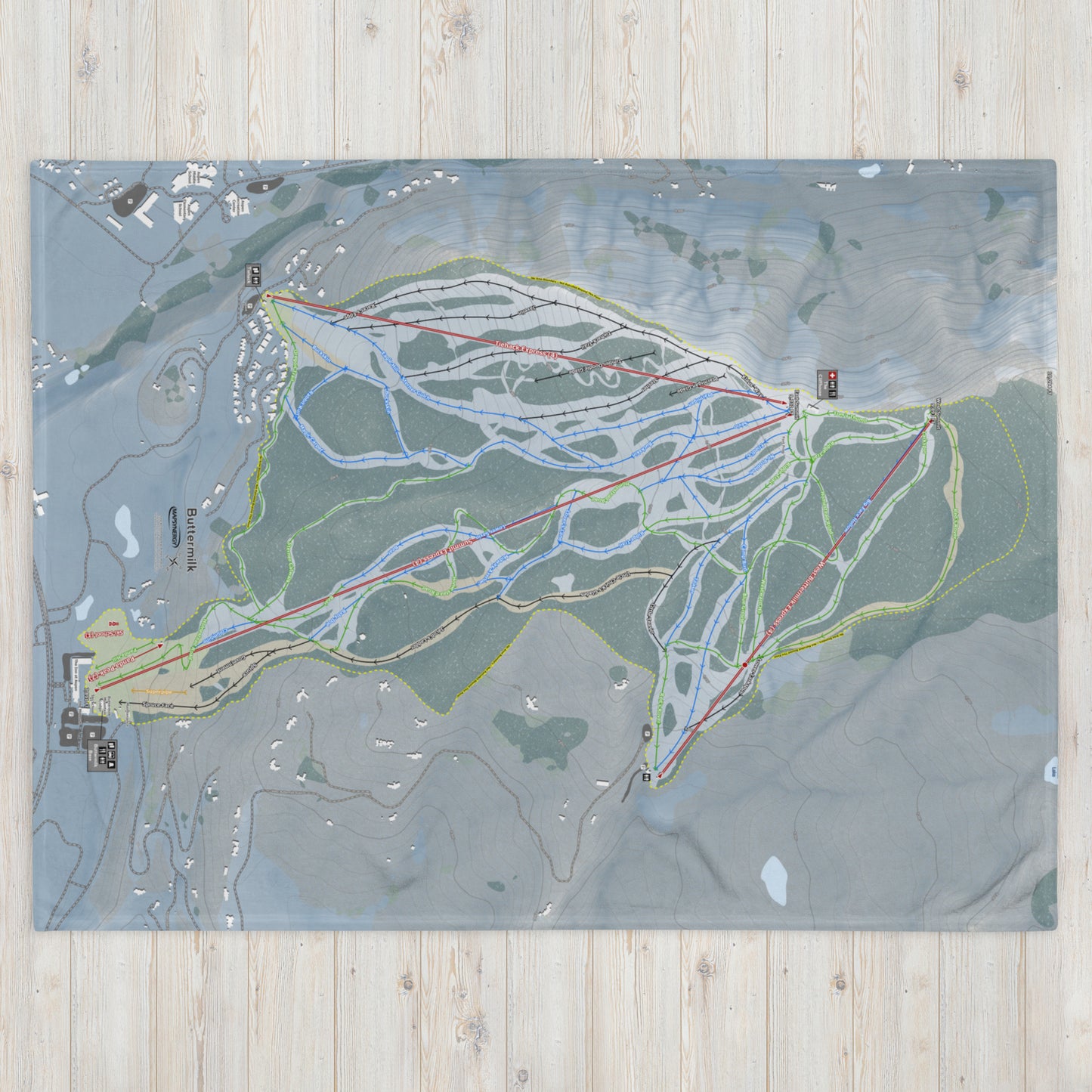 Buttermilk, Colorado Ski Resort Map Blanket - Powderaddicts