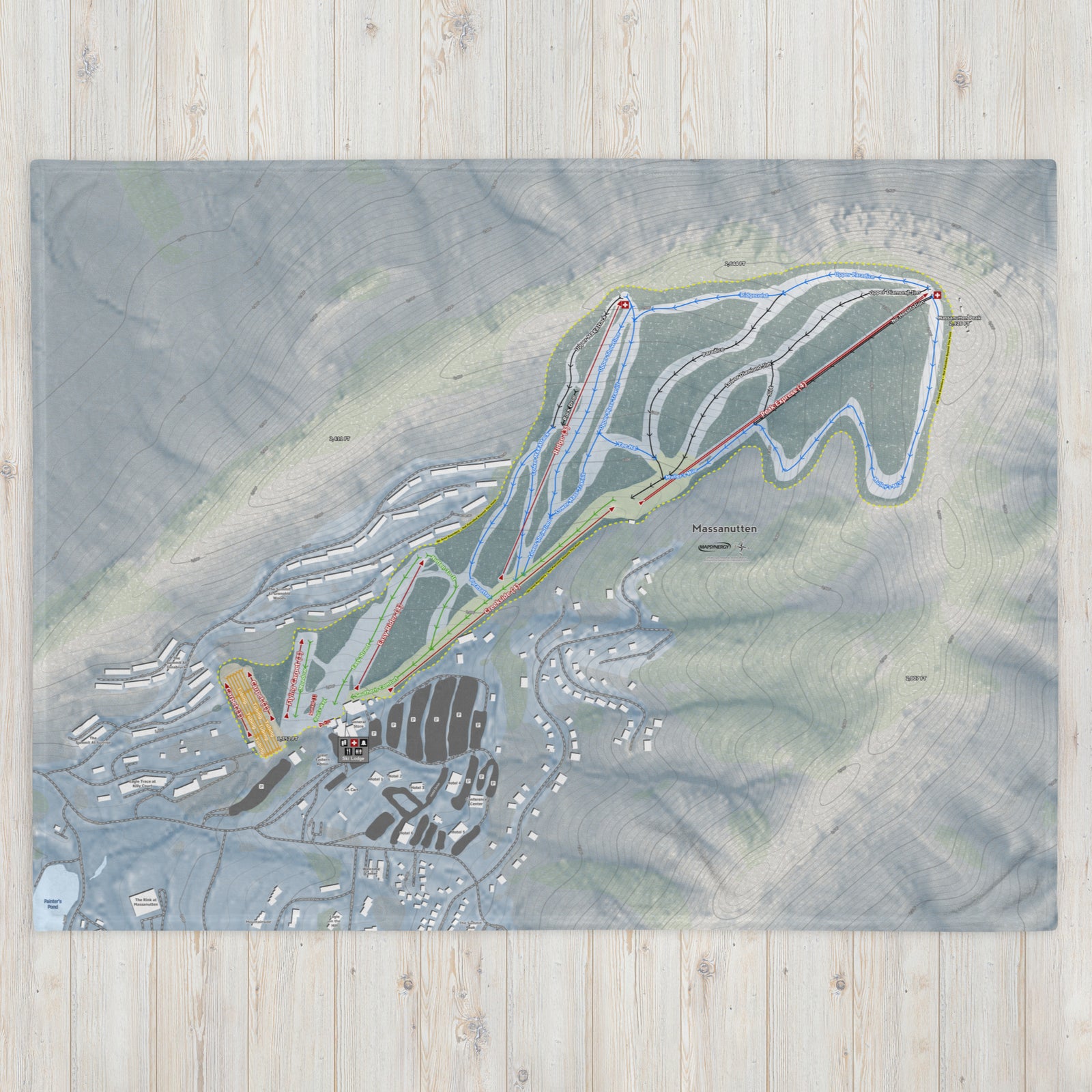 Massanutten, Virginia Ski Resort Map Blanket - Powderaddicts