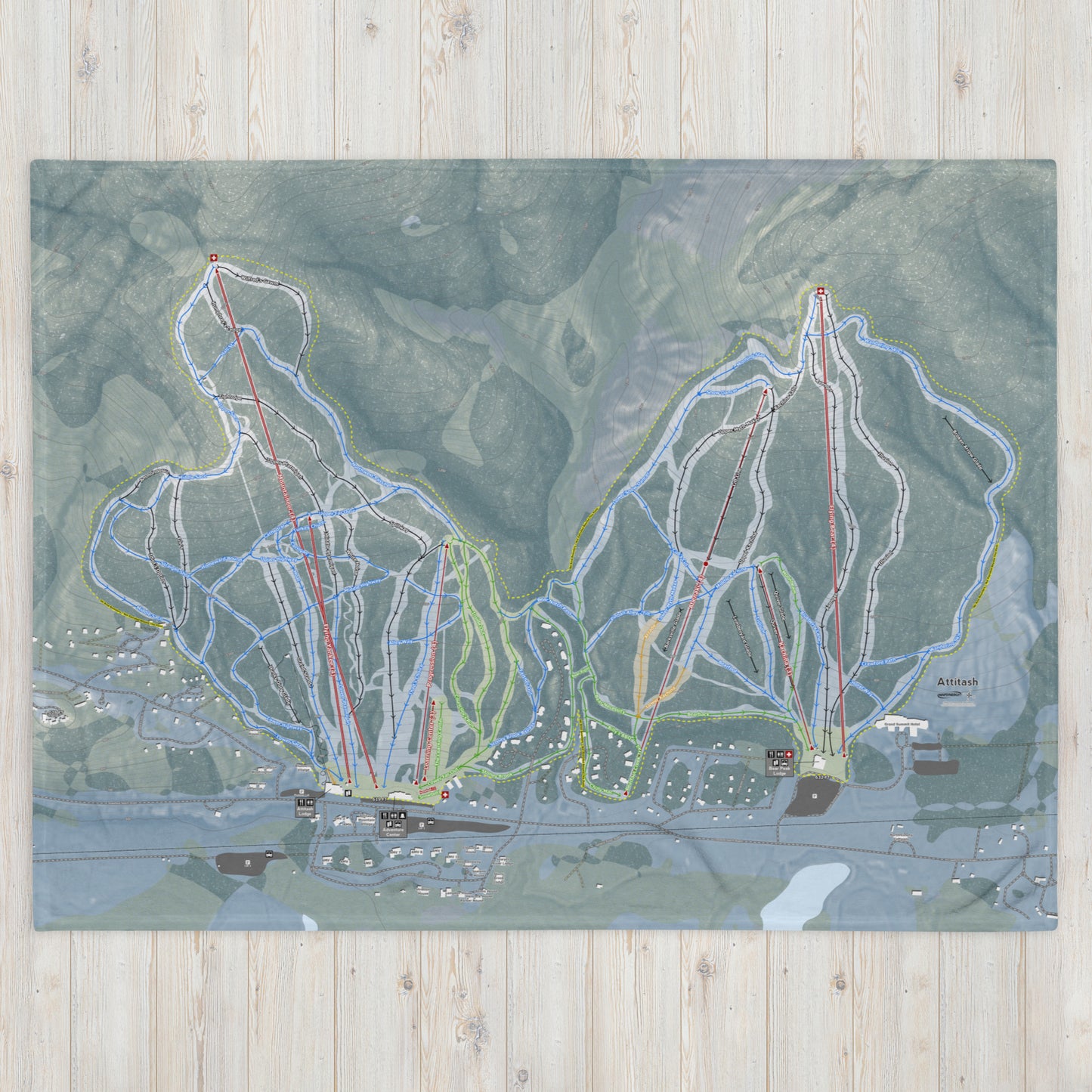 Attitash Mountain, New Hampshire Ski Resort Map Blanket - Powderaddicts
