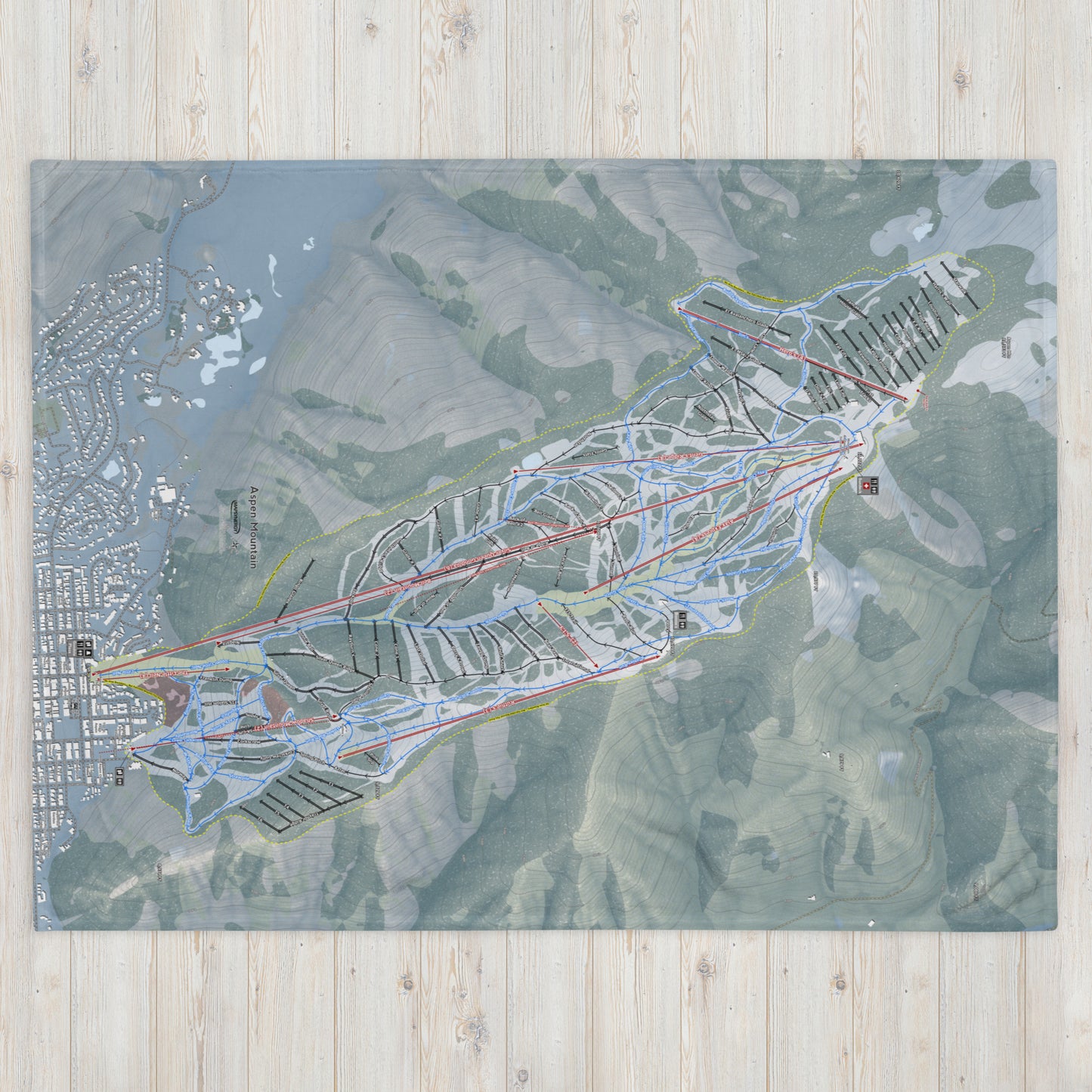 Aspen Mountain, Colorado Ski Resort Map Blanket - Powderaddicts