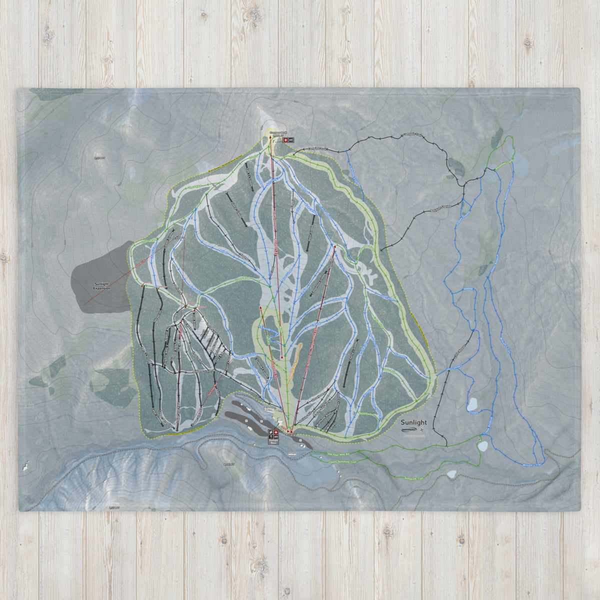 Sunlight Mountain Resort, Colorado Ski Trail Map Blanket - Powderaddicts