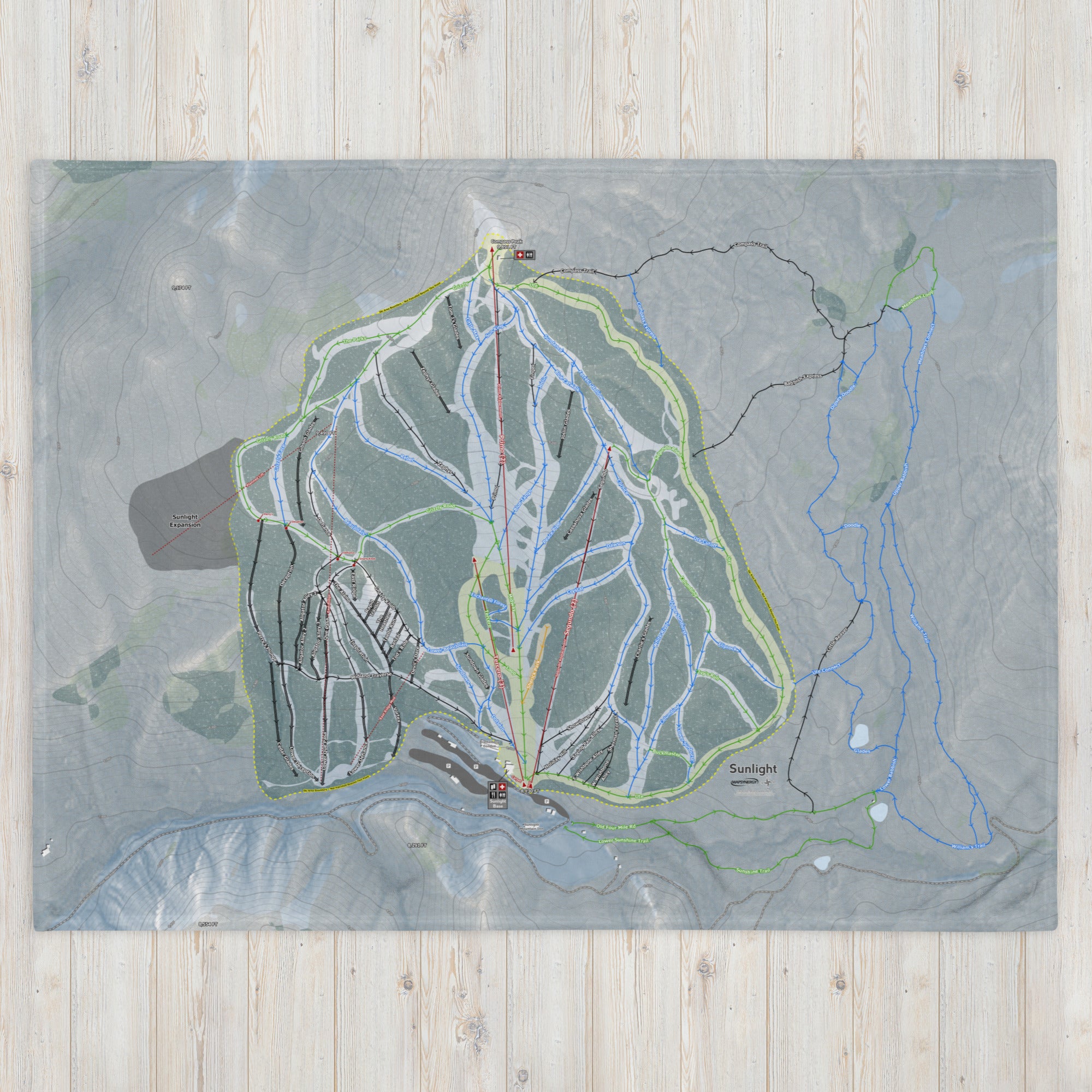 Sunlight Mountain Resort, Colorado Ski Trail Map Blanket