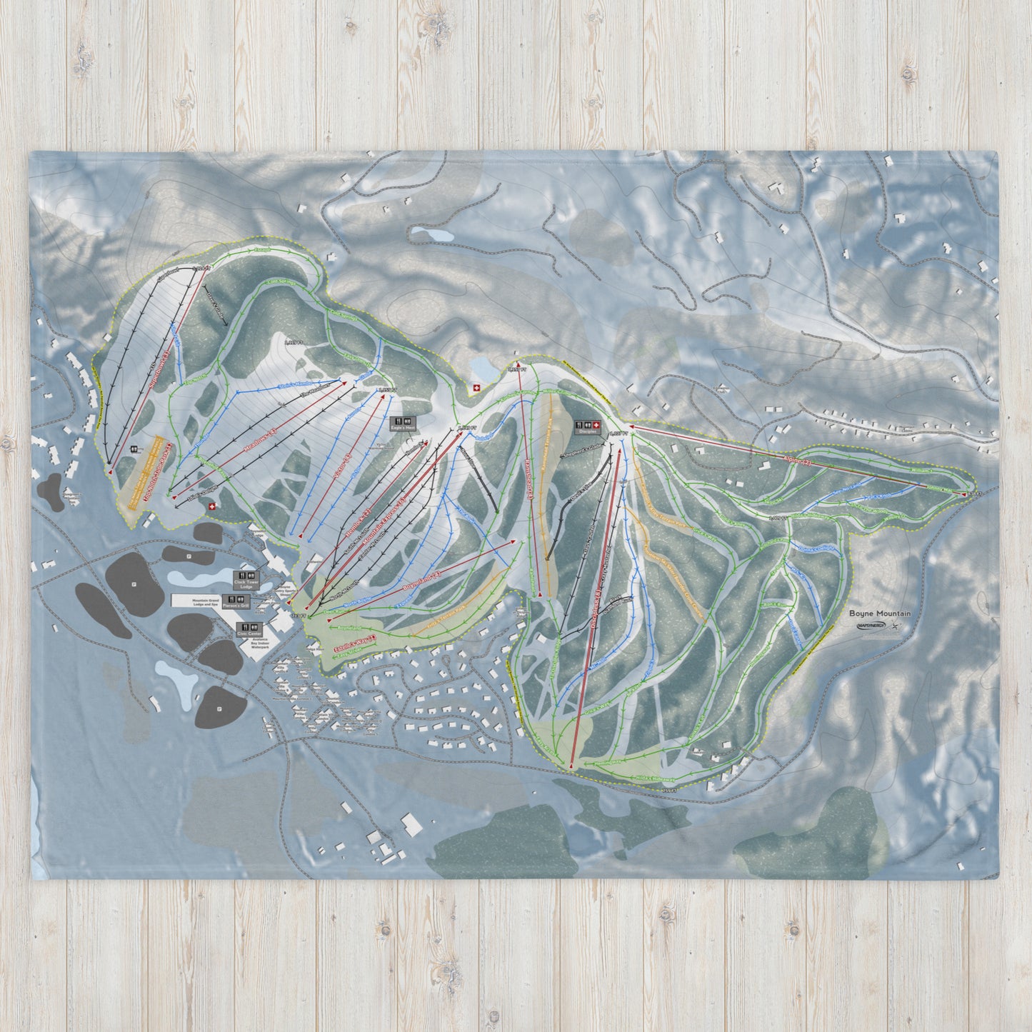 Boyne Mountain, Michigan Ski Resort Map Blanket - Powderaddicts