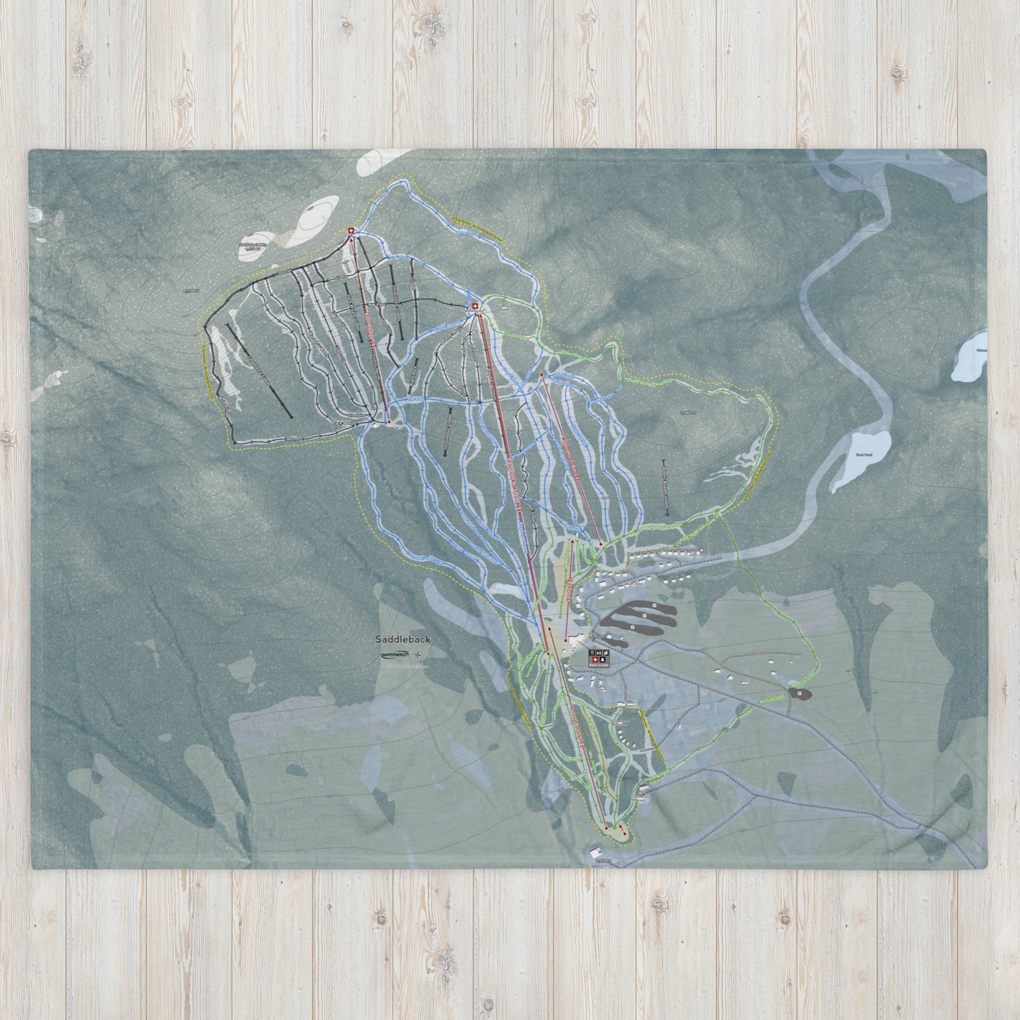Saddleback, Maine Ski Resort Map Blanket - Powderaddicts