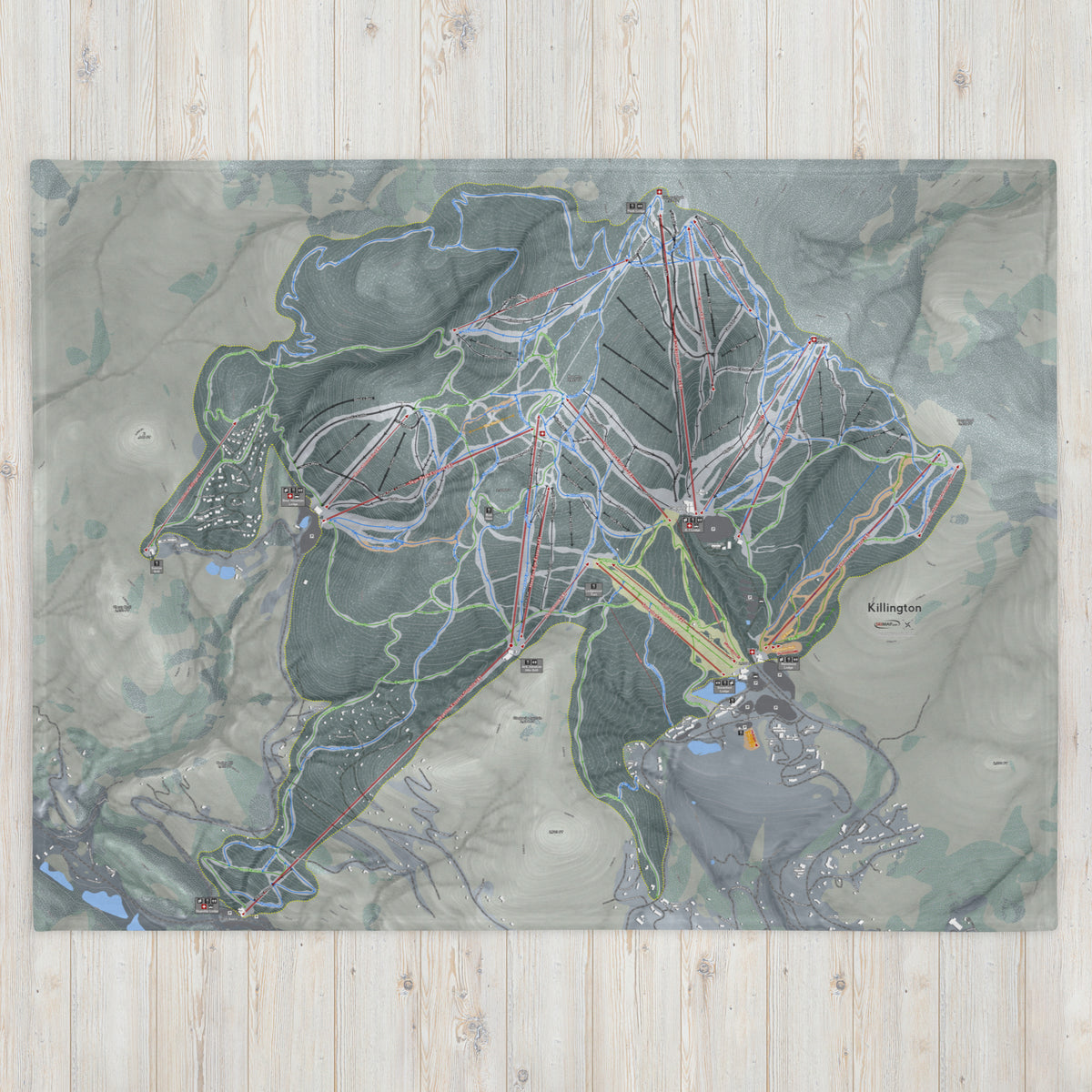 Killington, Vermont Ski Resort Map blanket - Powderaddicts