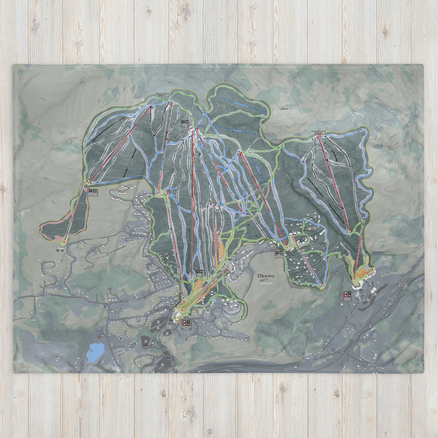 Okemo, Vermont Ski Resort Map blanket - Powderaddicts