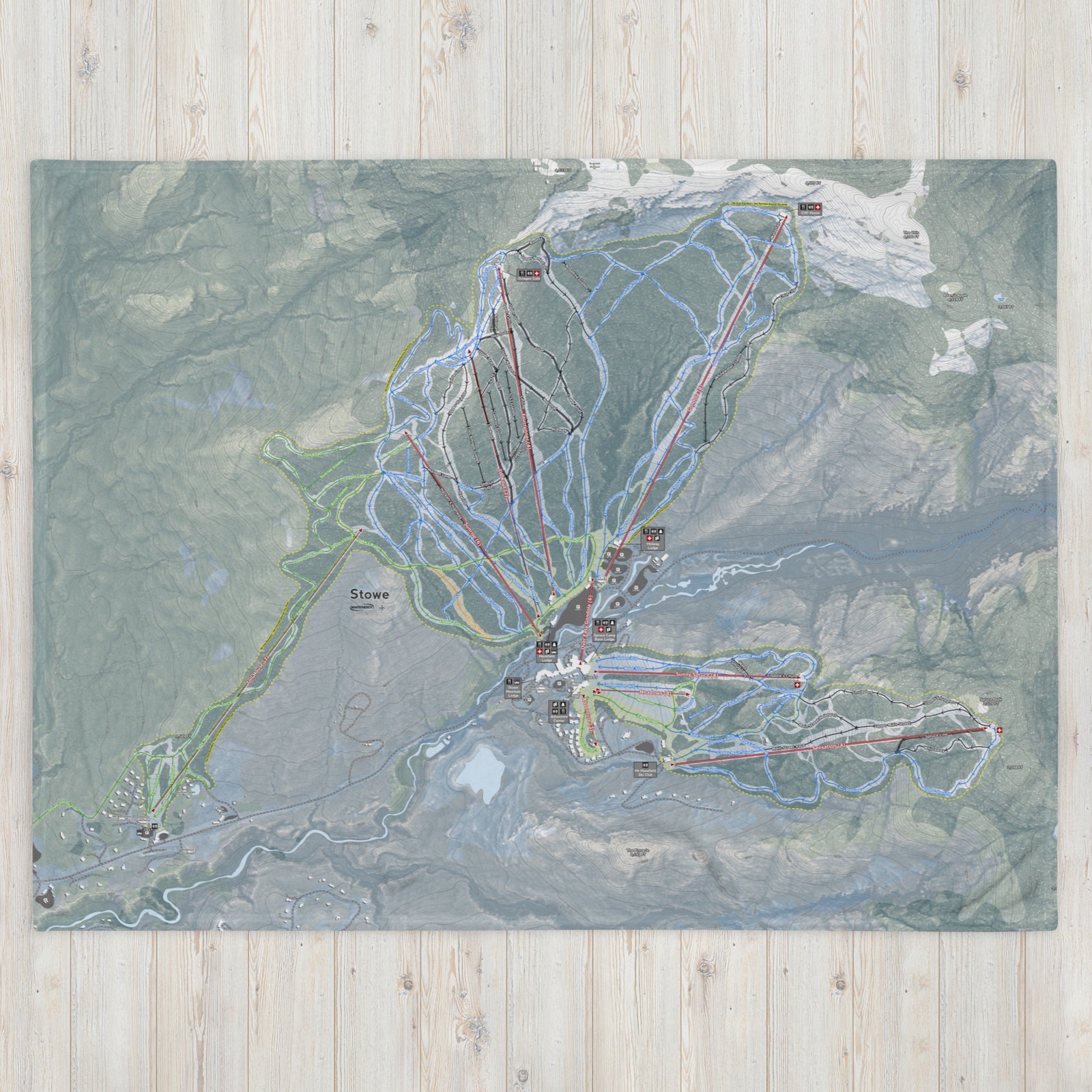 Stowe, Vermont Ski Resort Map Blanket - Powderaddicts
