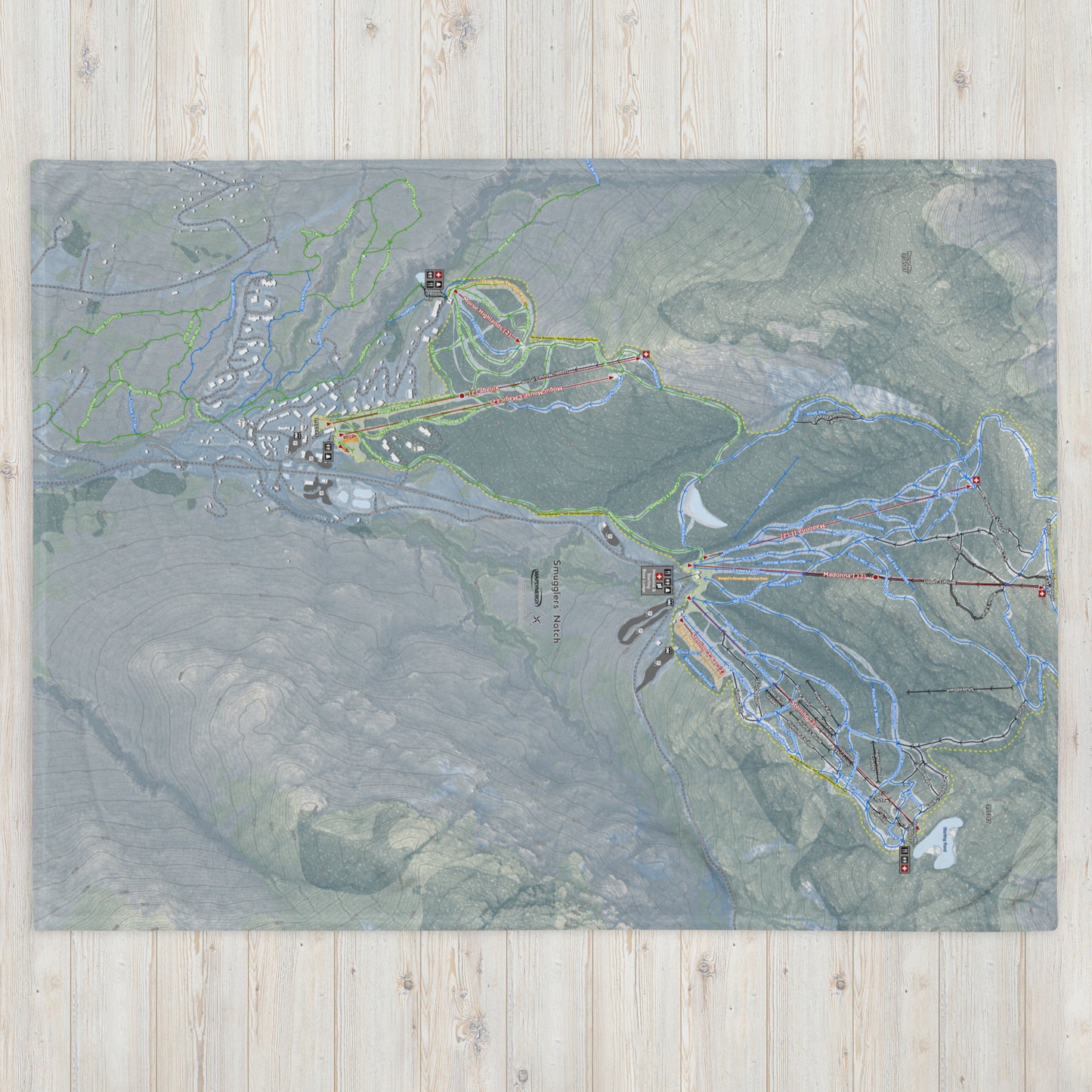 Smuggler's Notch, Vermont Ski Resort Map Blanket - Powderaddicts