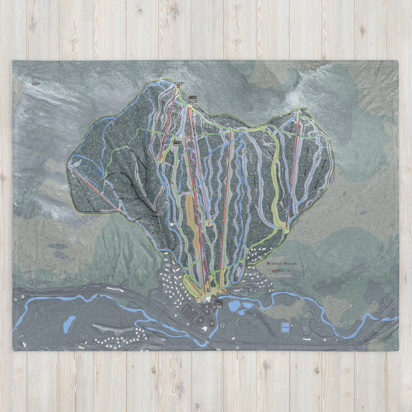 Bretton Woods, New Hampshire Ski Resort Map blanket - Powderaddicts