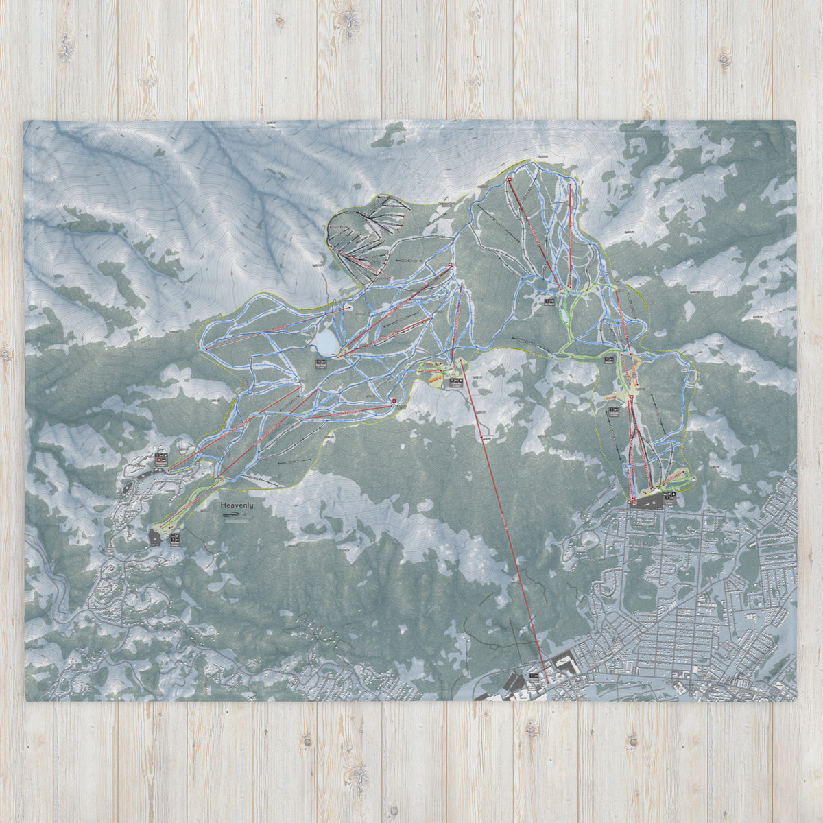 Heavenly, Nevada Ski Resort Map Blanket - Powderaddicts
