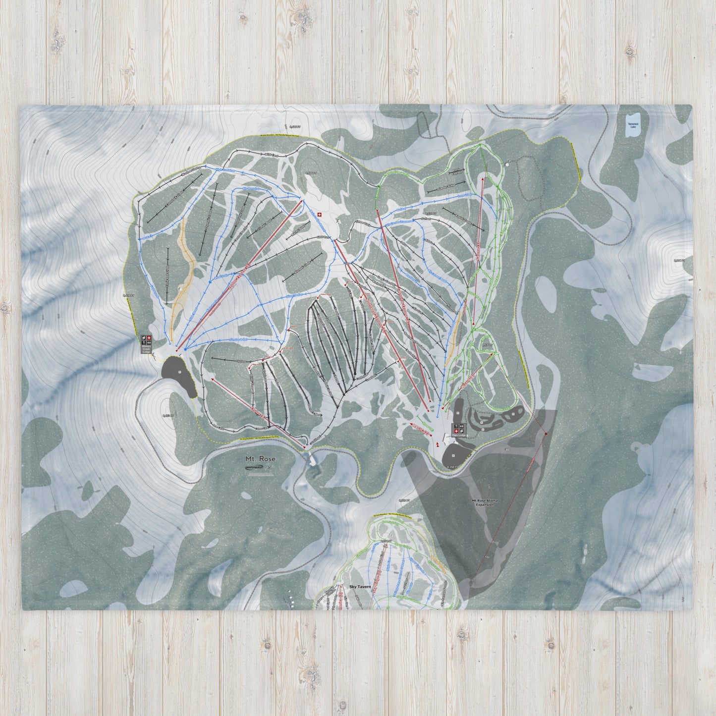 Mt Rose, Nevada Ski Resort Map Blanket - Powderaddicts