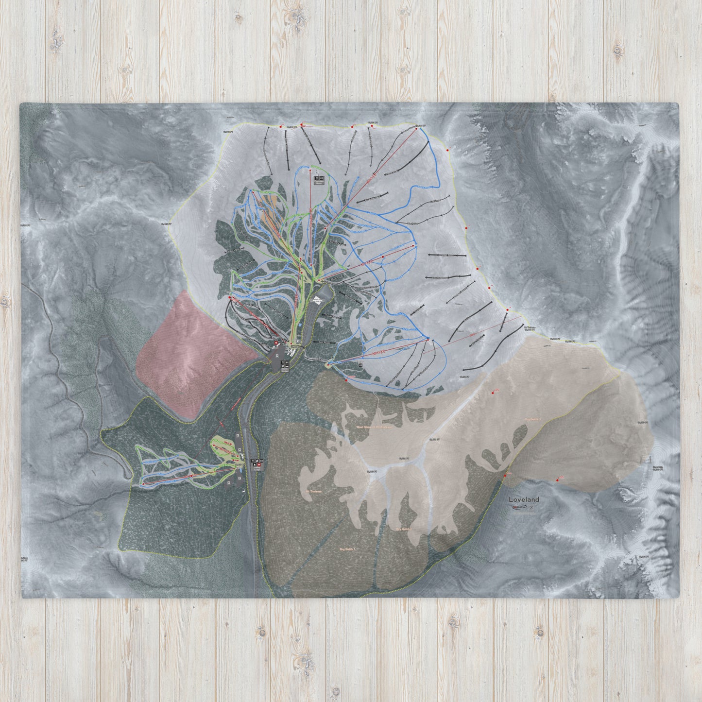 Loveland, Colorado Ski Resort Map blanket - Powderaddicts