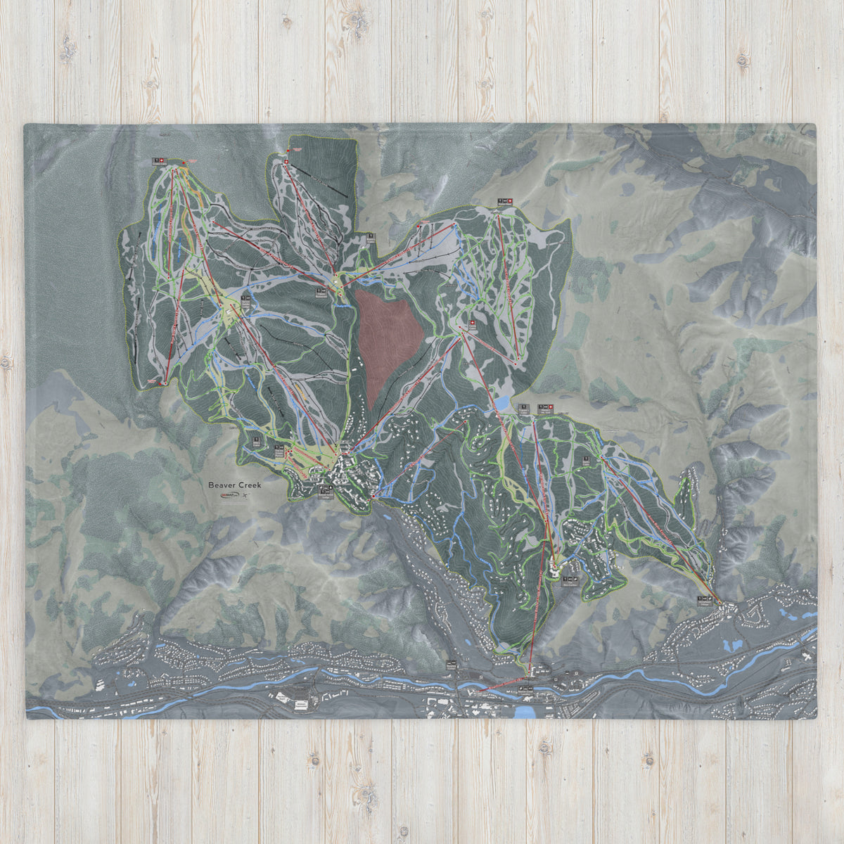 Beaver Creek, Colorado Ski Resort Map blanket - Powderaddicts