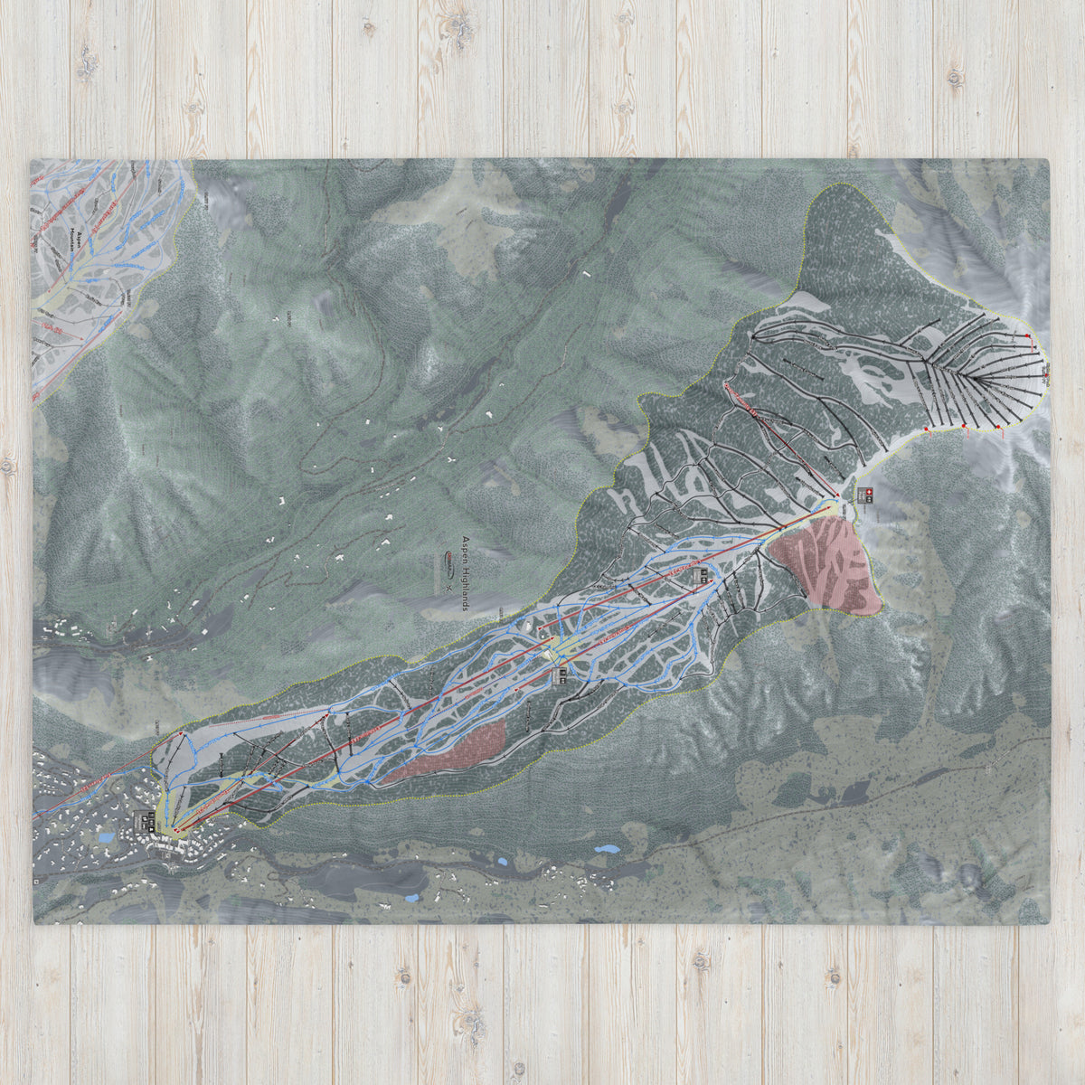 Aspen Highlands, Colorado Ski Resort Map blanket
