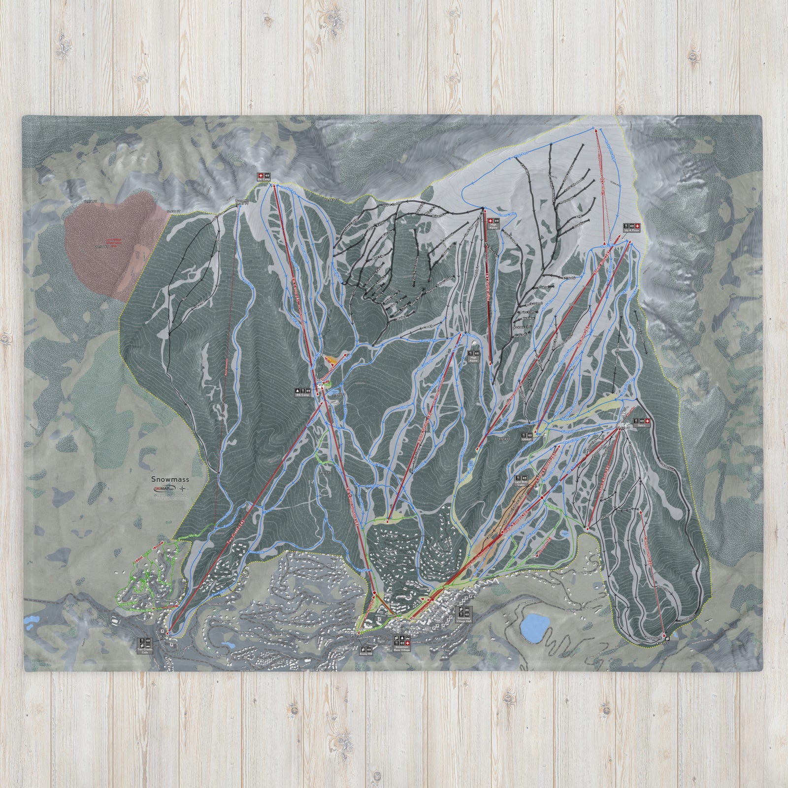 Snowmass, Colorado Ski Resort Map blanket