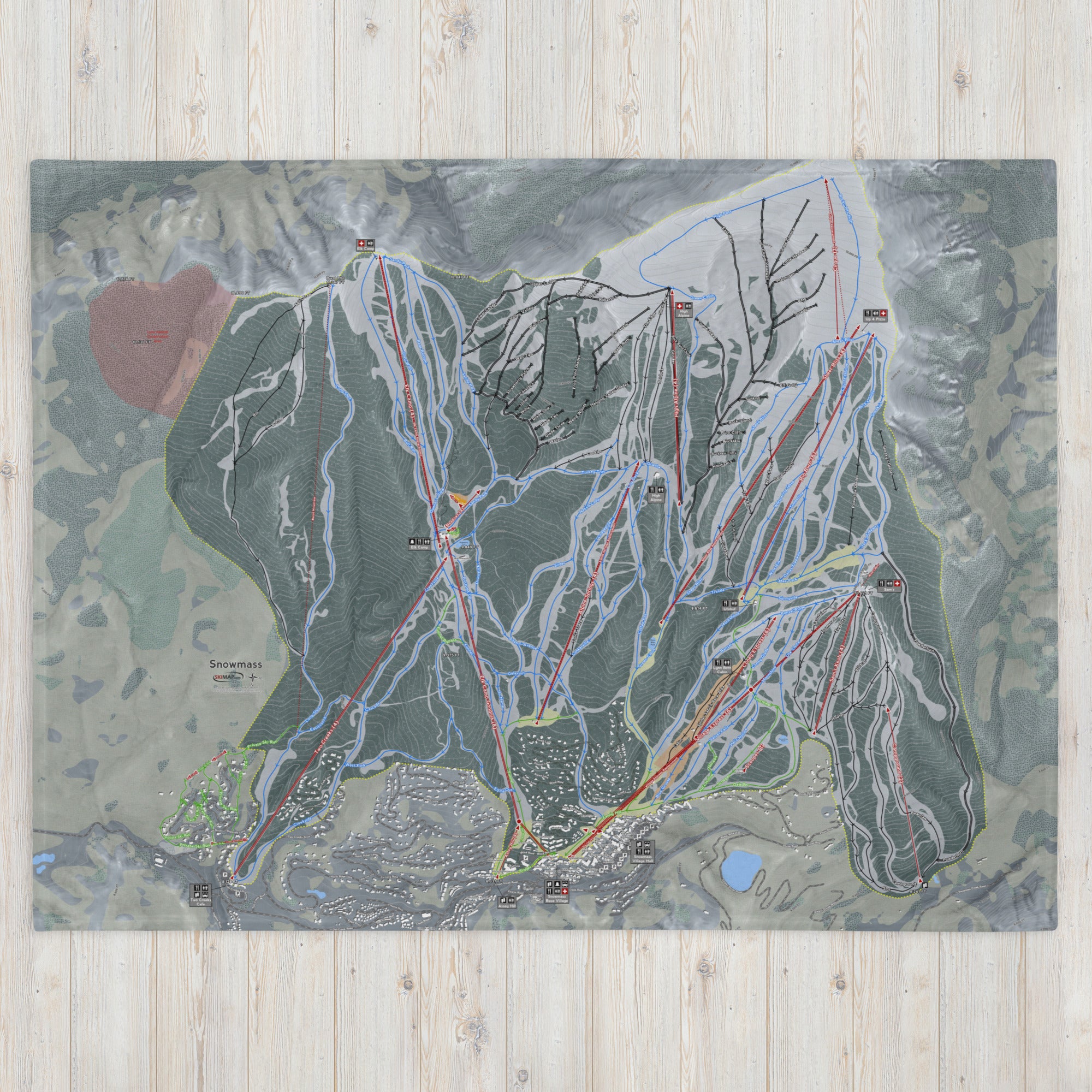 Snowmass, Colorado Ski Resort Map blanket