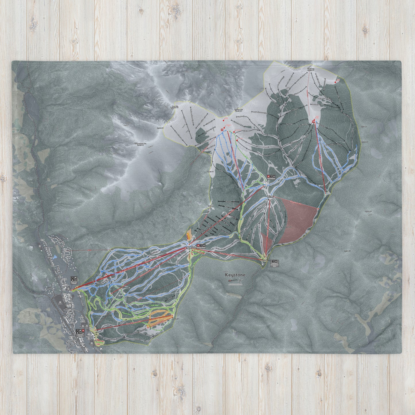 Keystone, Colorado Ski Resort Map blanket - Powderaddicts
