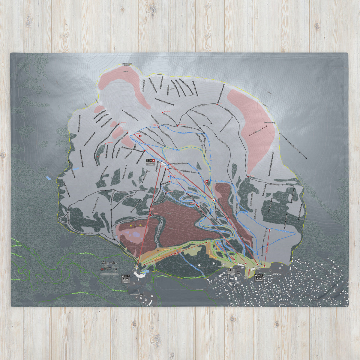 Alyeska, Alaska Ski Resort Map Blanket