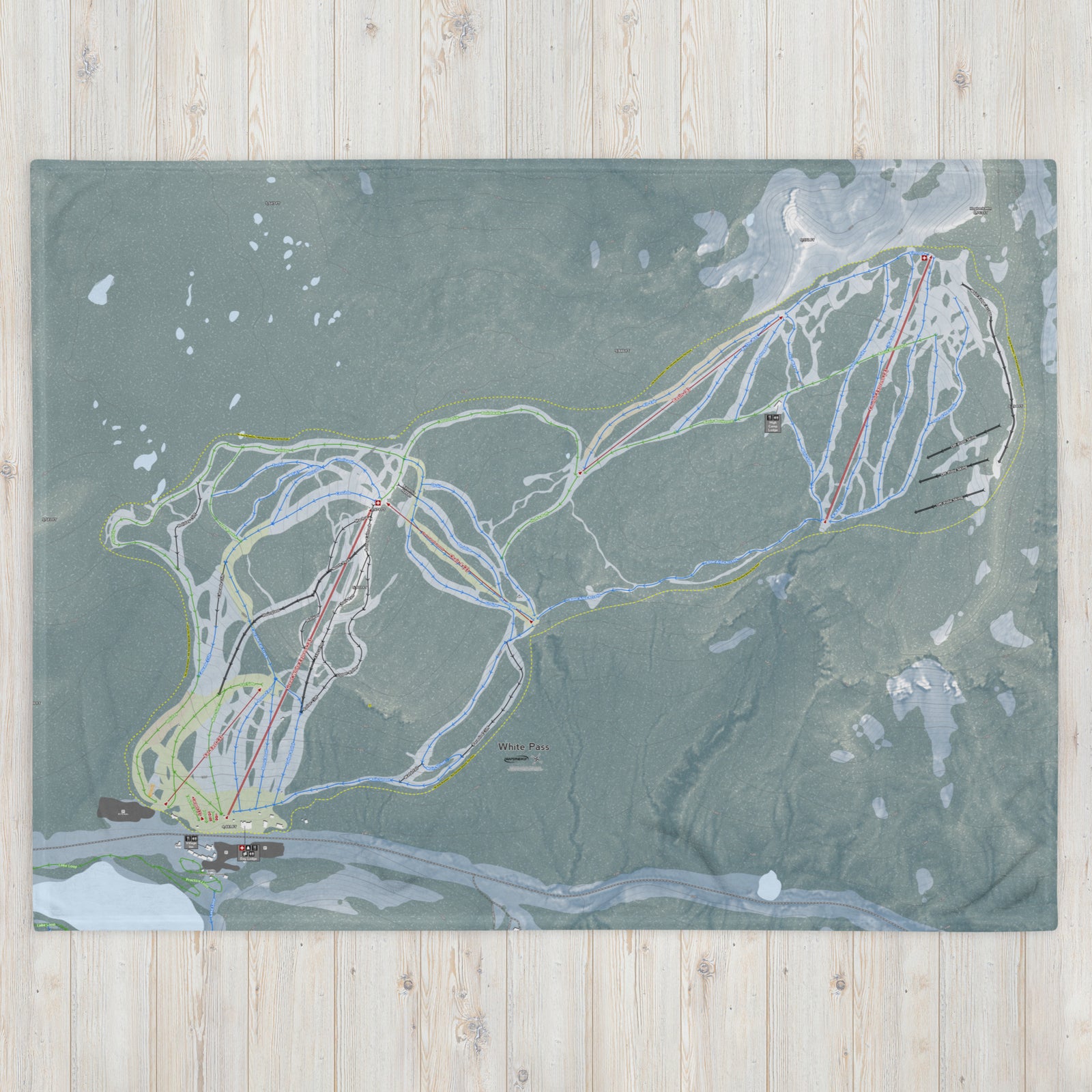 White Pass, Washington Ski Resort Map Blanket - Powderaddicts