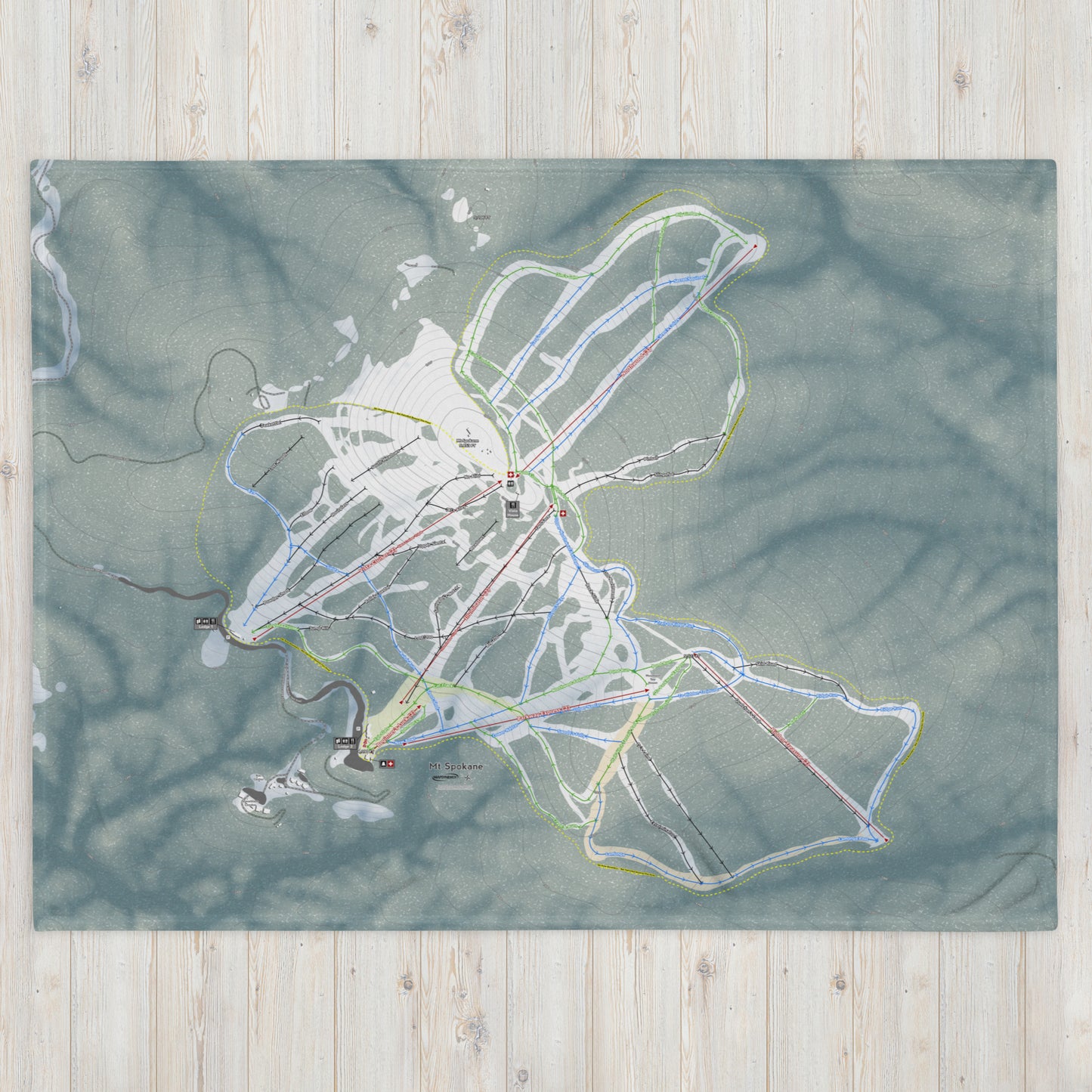 Mt. Spokane, Washington Ski Resort Map Blanket - Powderaddicts