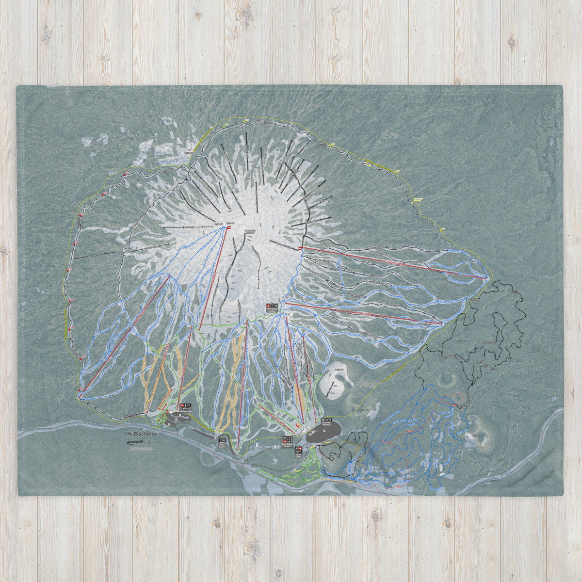 Mt Bachelor, Oregon Ski Resort Map Blanket - Powderaddicts