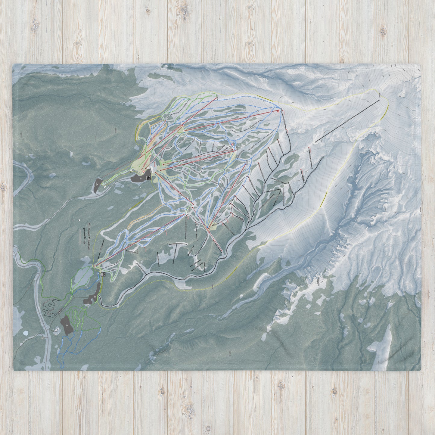Mt Hood Meadows, Oregon Ski Resort Map Blanket - Powderaddicts