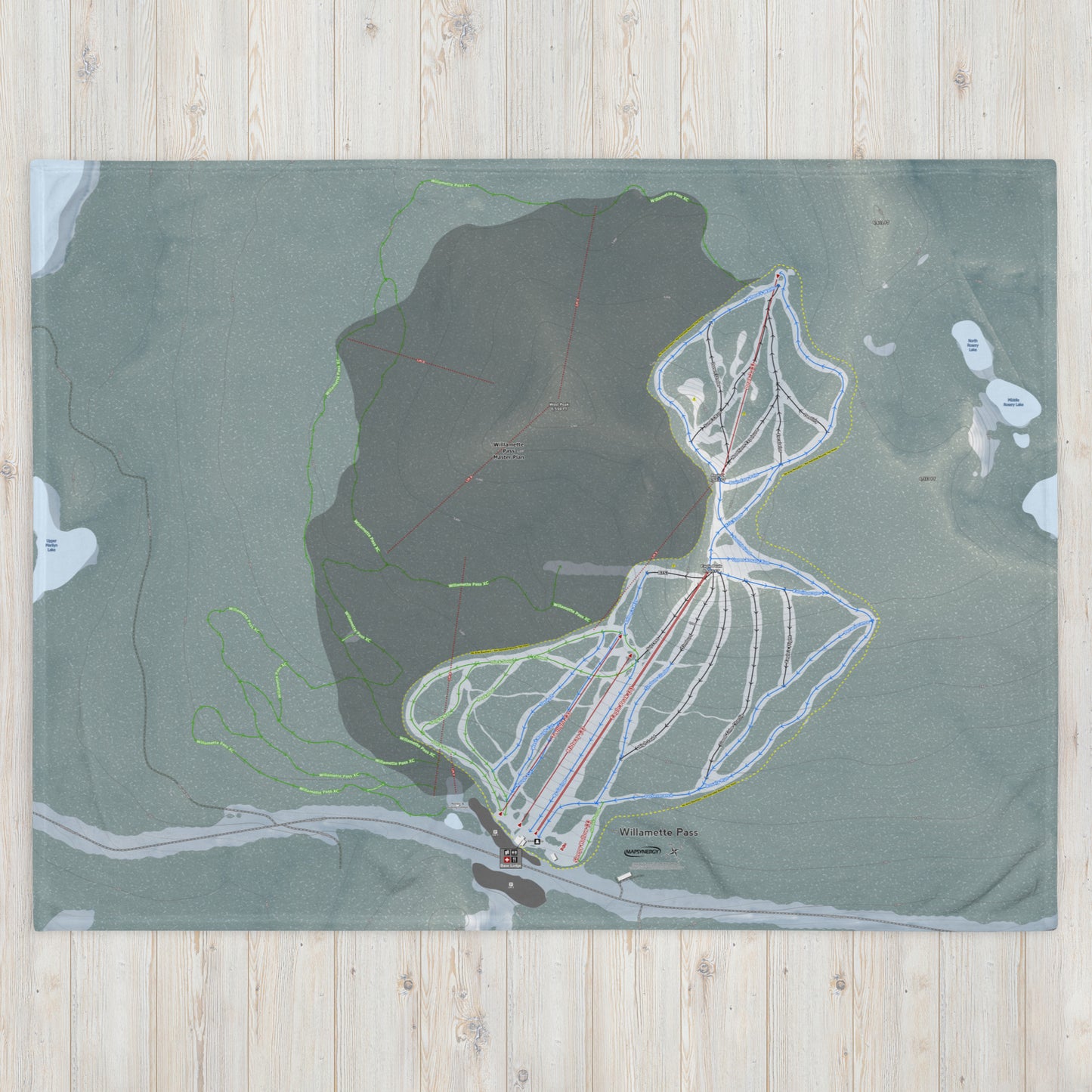 Willamette Pass, Oregon Ski Resort Map Blanket - Powderaddicts