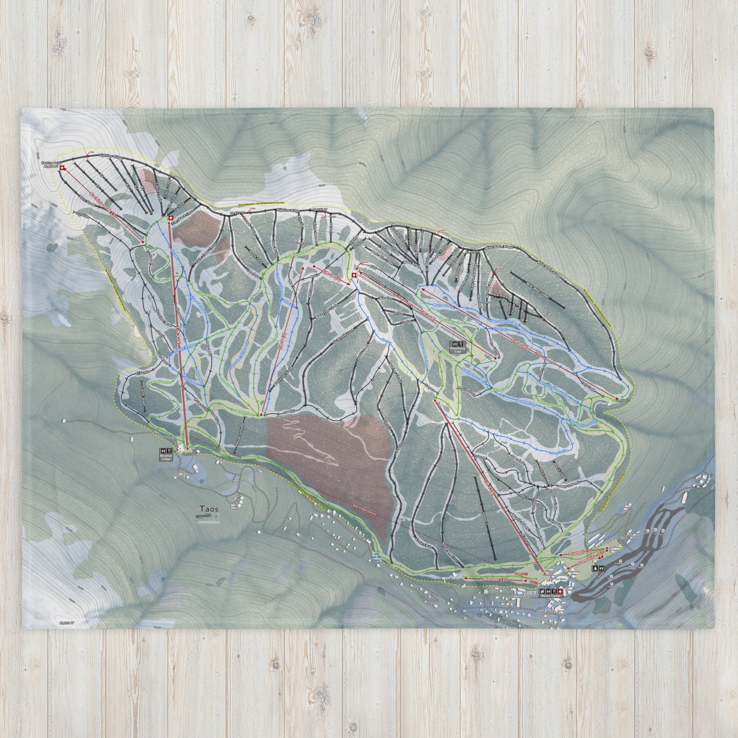 Taos, New Mexico Ski Resort Map Blanket - Powderaddicts