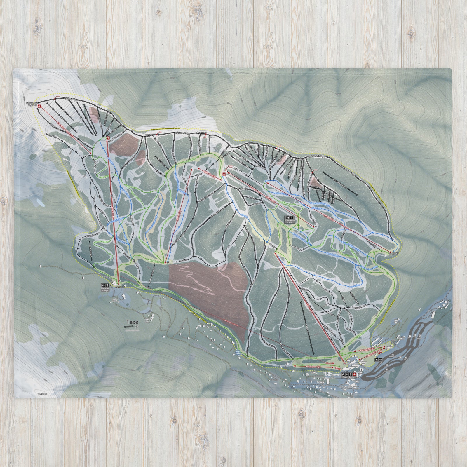 Taos, New Mexico Ski Resort Map Blanket - Powderaddicts