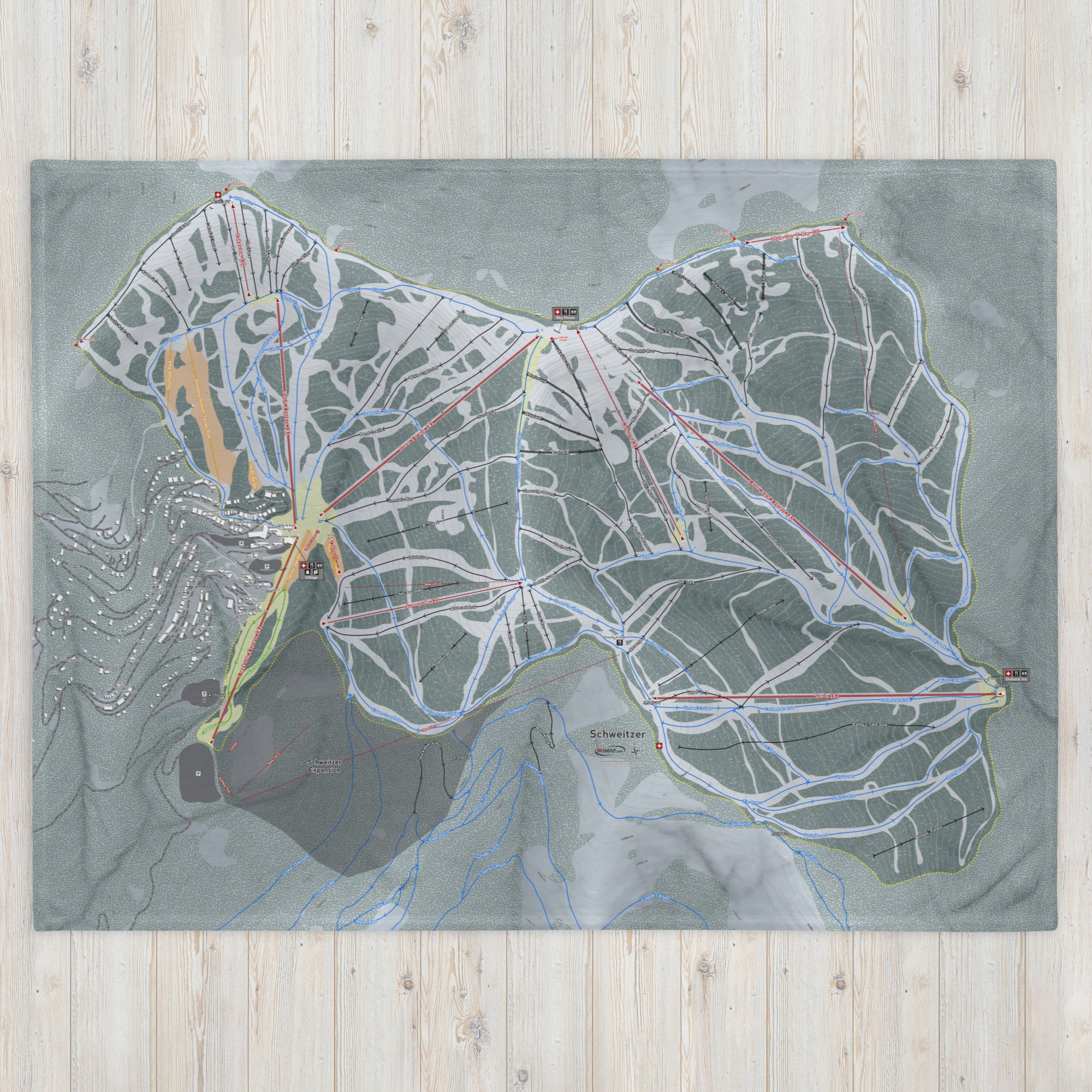 SCHWEITZER, IDAHO SKI RESORT MAP BLANKET