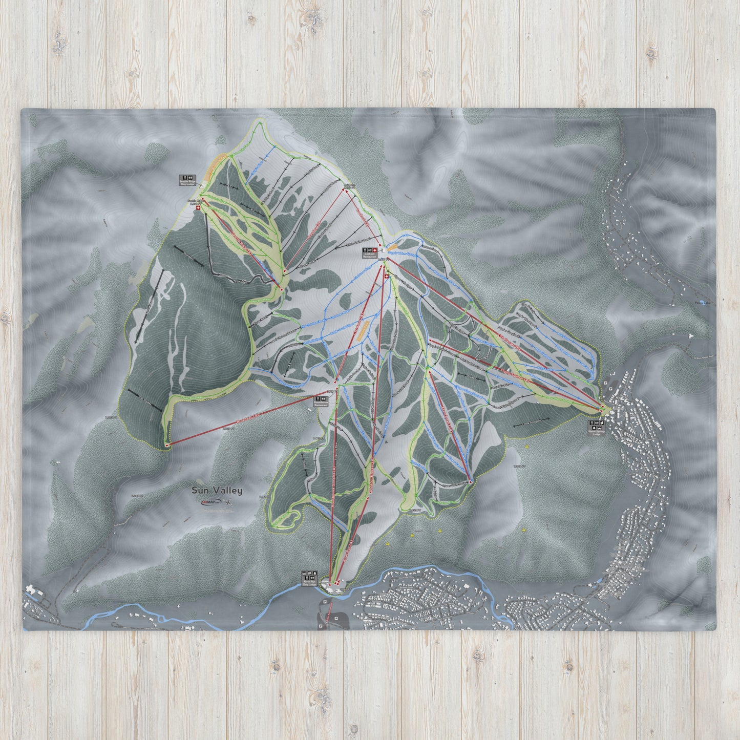 SUN VALLEY, IDAHO SKI RESORT MAP BLANKET - Powderaddicts