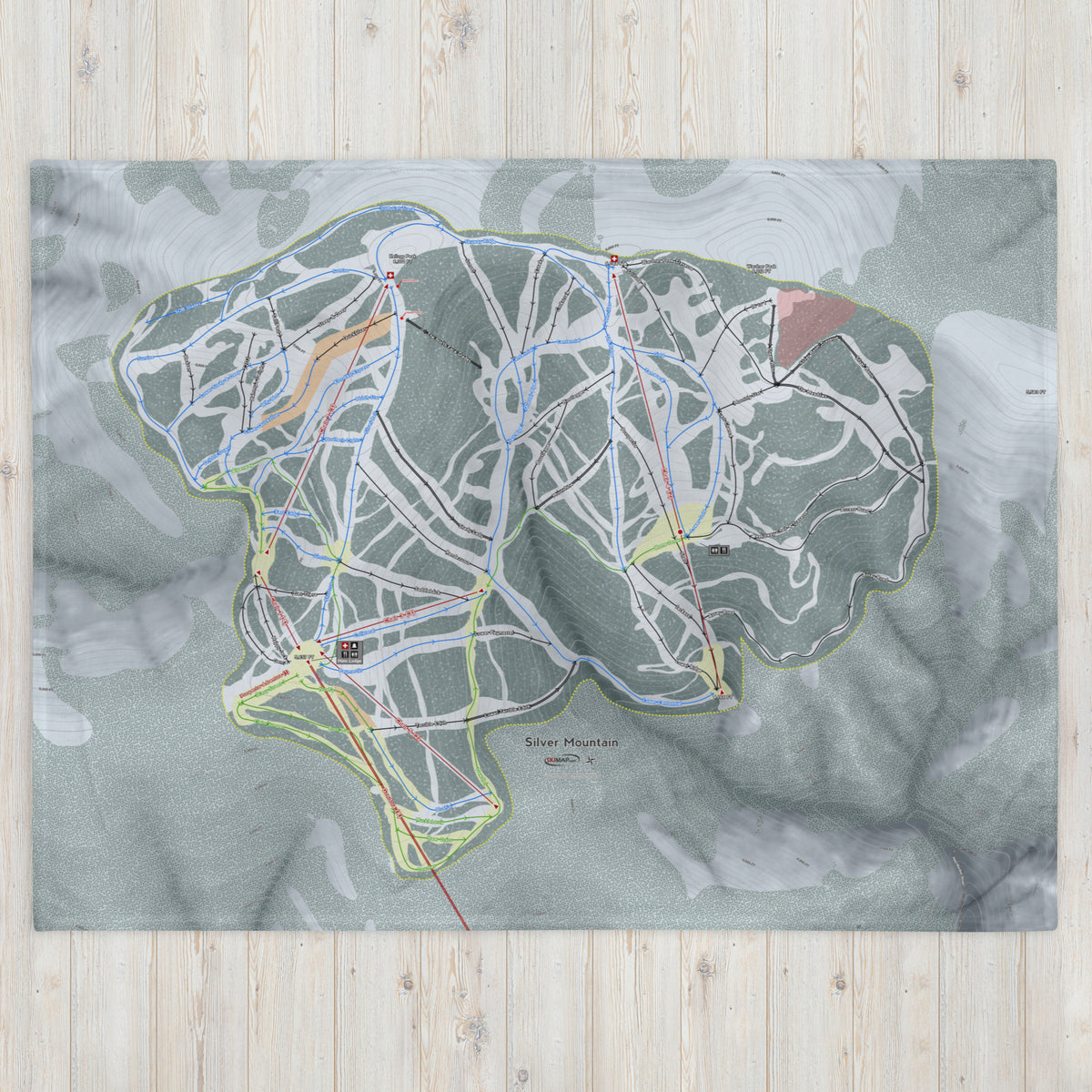 Silver Mountain, Idaho Ski Resort Map Blanket - Powderaddicts