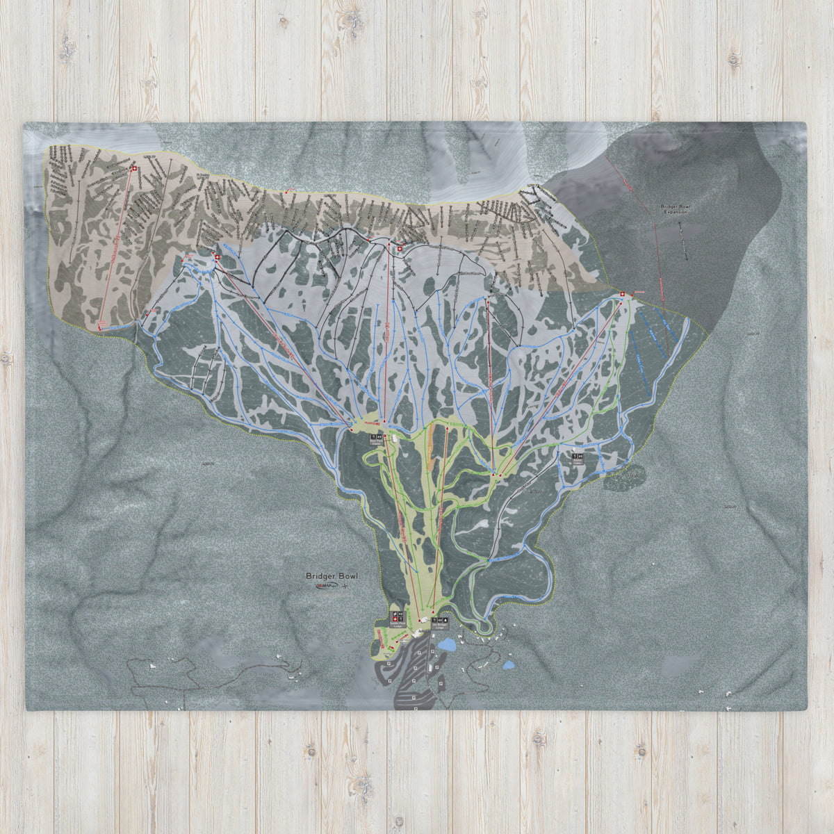 Bridger Bowl, Montana Ski Resort Map Blanket - Powderaddicts