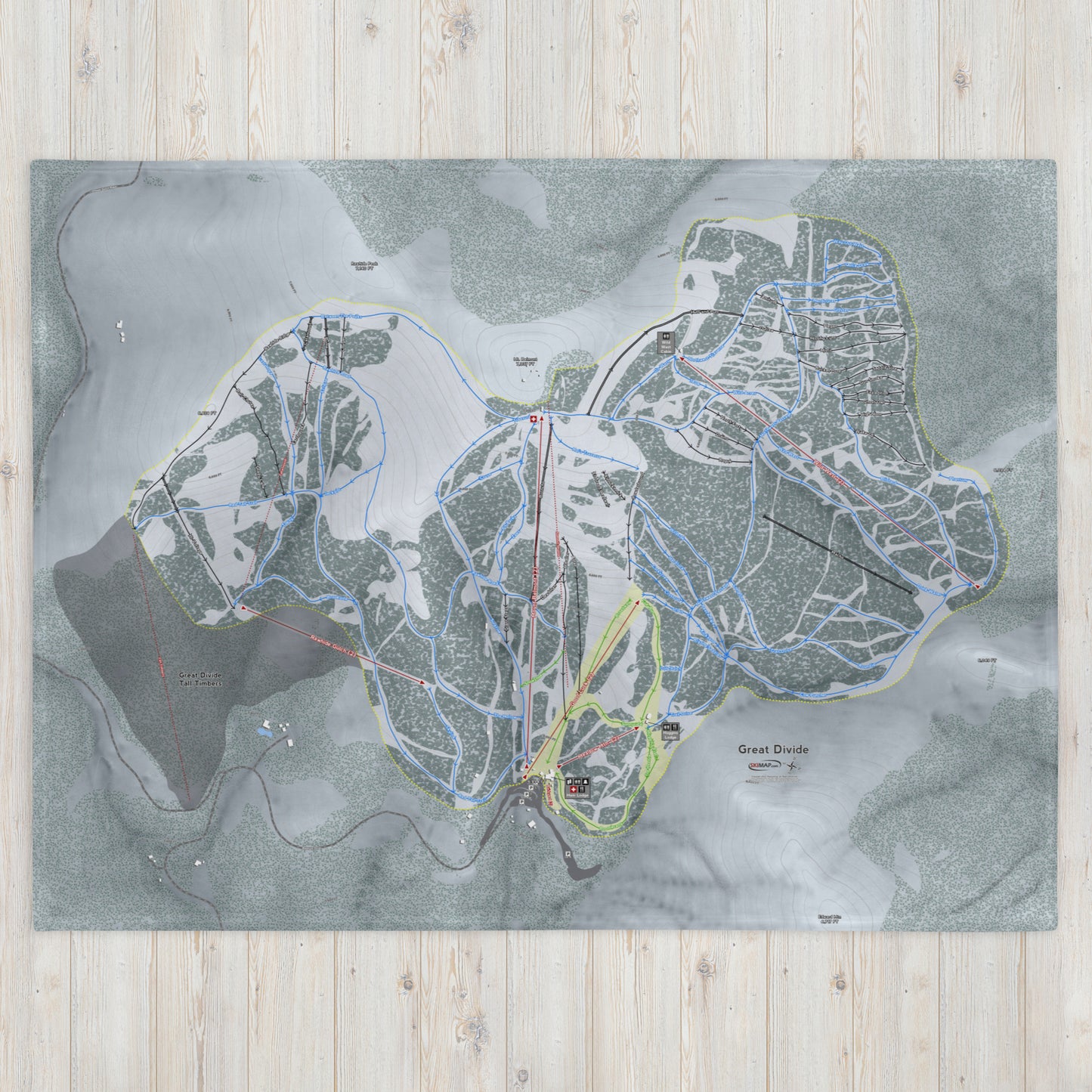 GREAT DIVIDE, MONTANA SKI RESORT MAP BLANKET - Powderaddicts