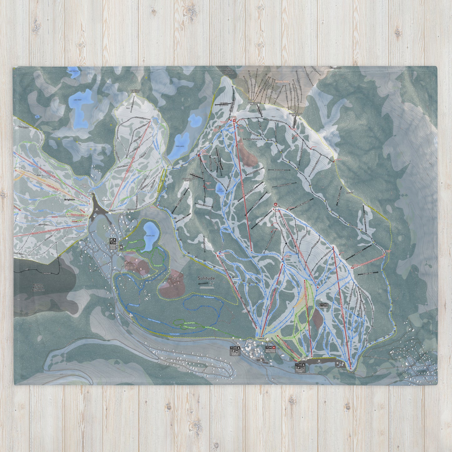 Solitude, Utah Ski Resort Map blanket - Powderaddicts