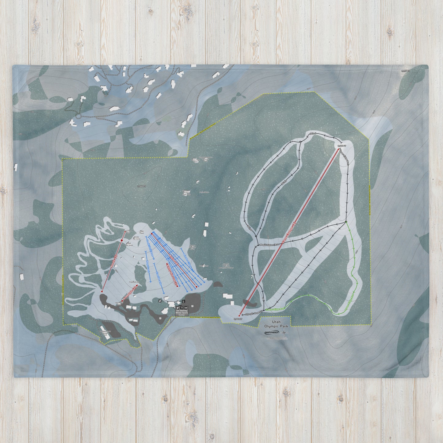Utah Olympic Park, Utah Ski Resort Map blanket - Powderaddicts