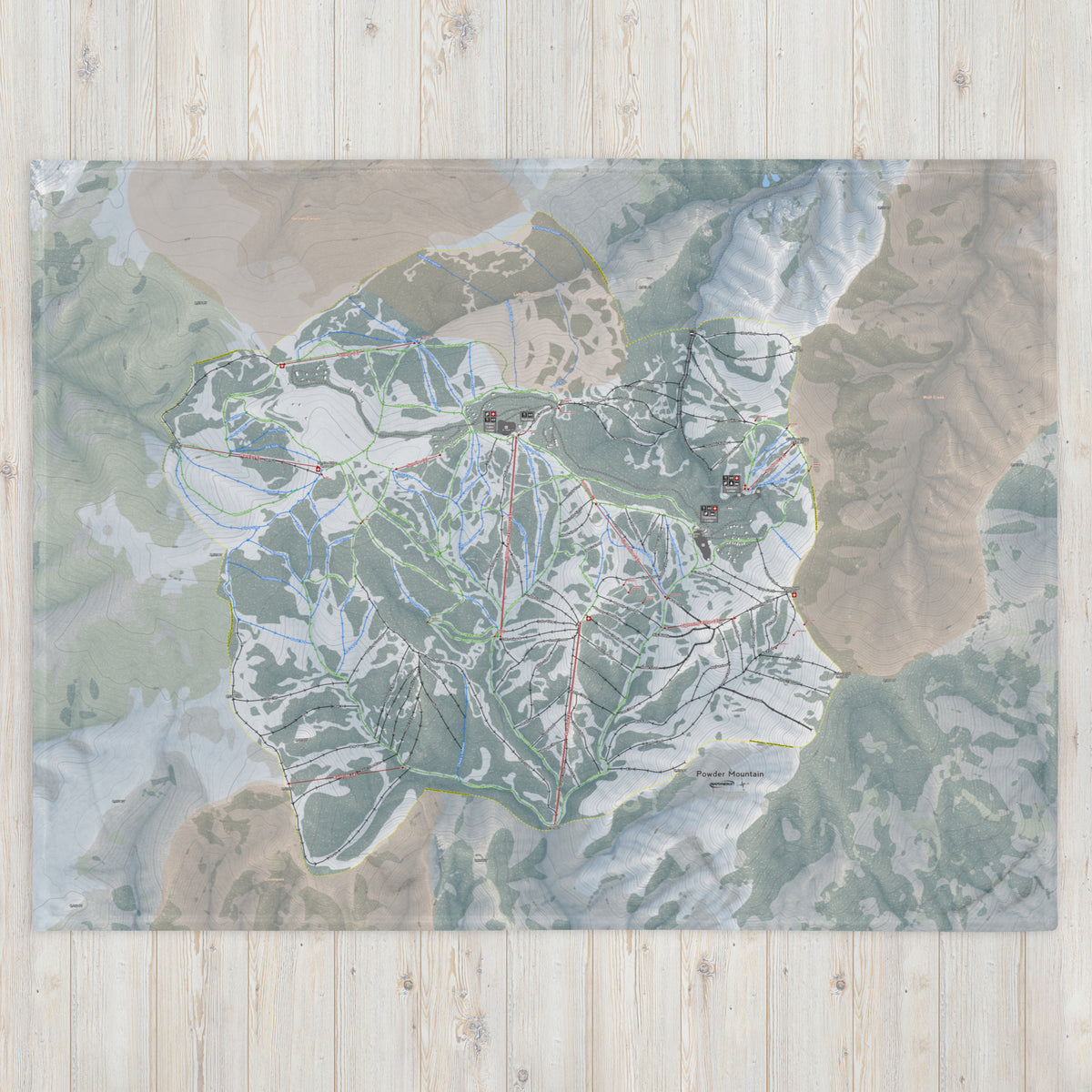 Powder Mountain, Utah Ski Resort Map blanket - Powderaddicts