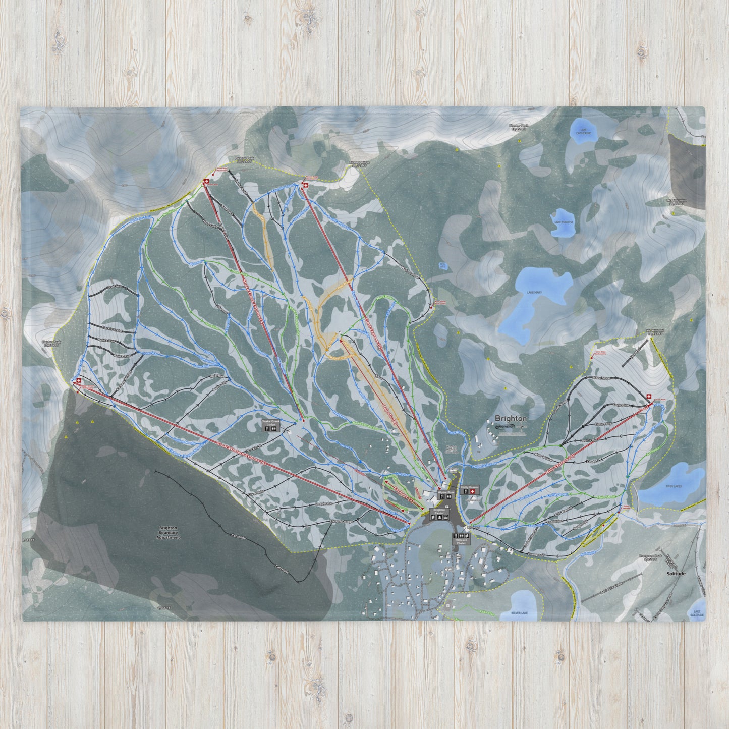 Brighton, Utah Ski Resort Map blanket - Powderaddicts