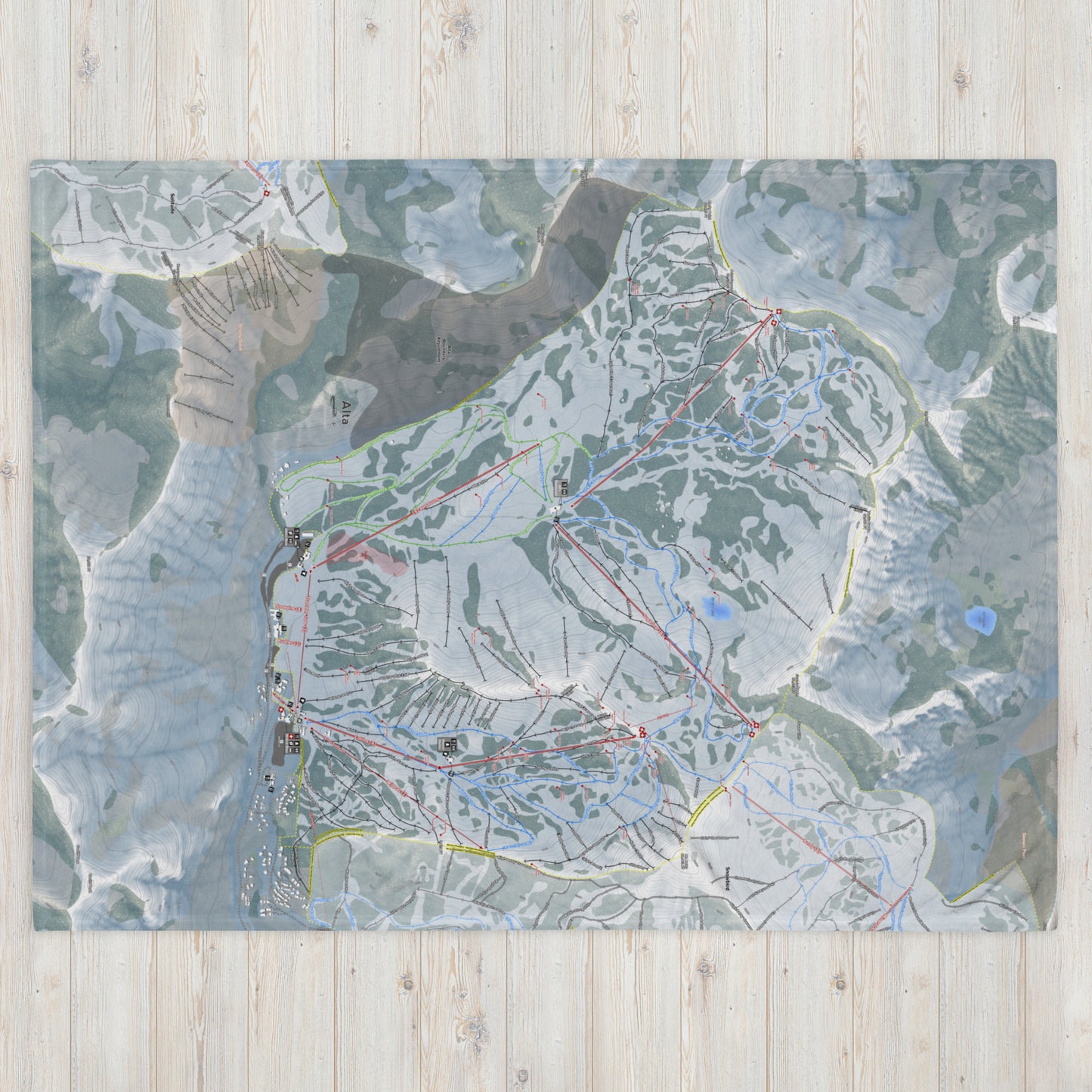 Alta, Utah Ski Resort Map Blanket - Powderaddicts