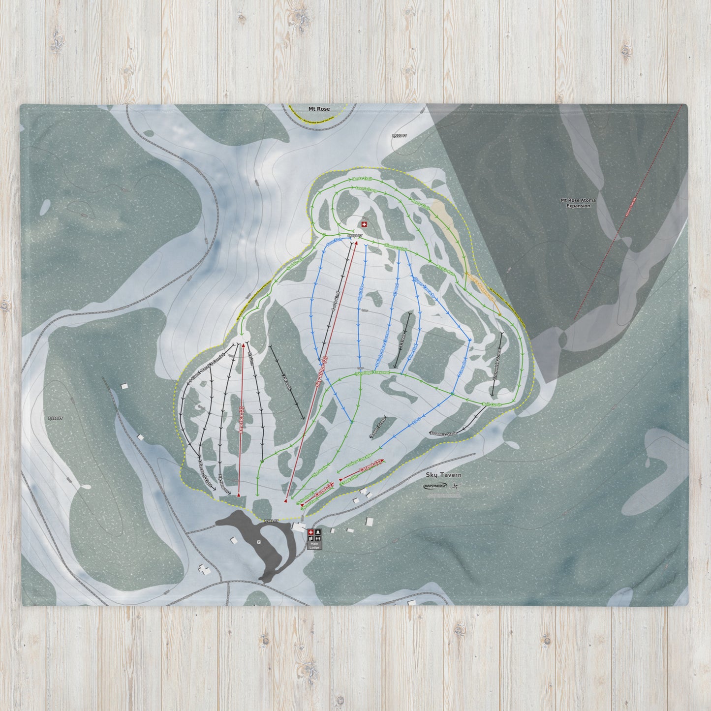 Sky Tavern, Nevada Ski Resort Map Blanket - Powderaddicts