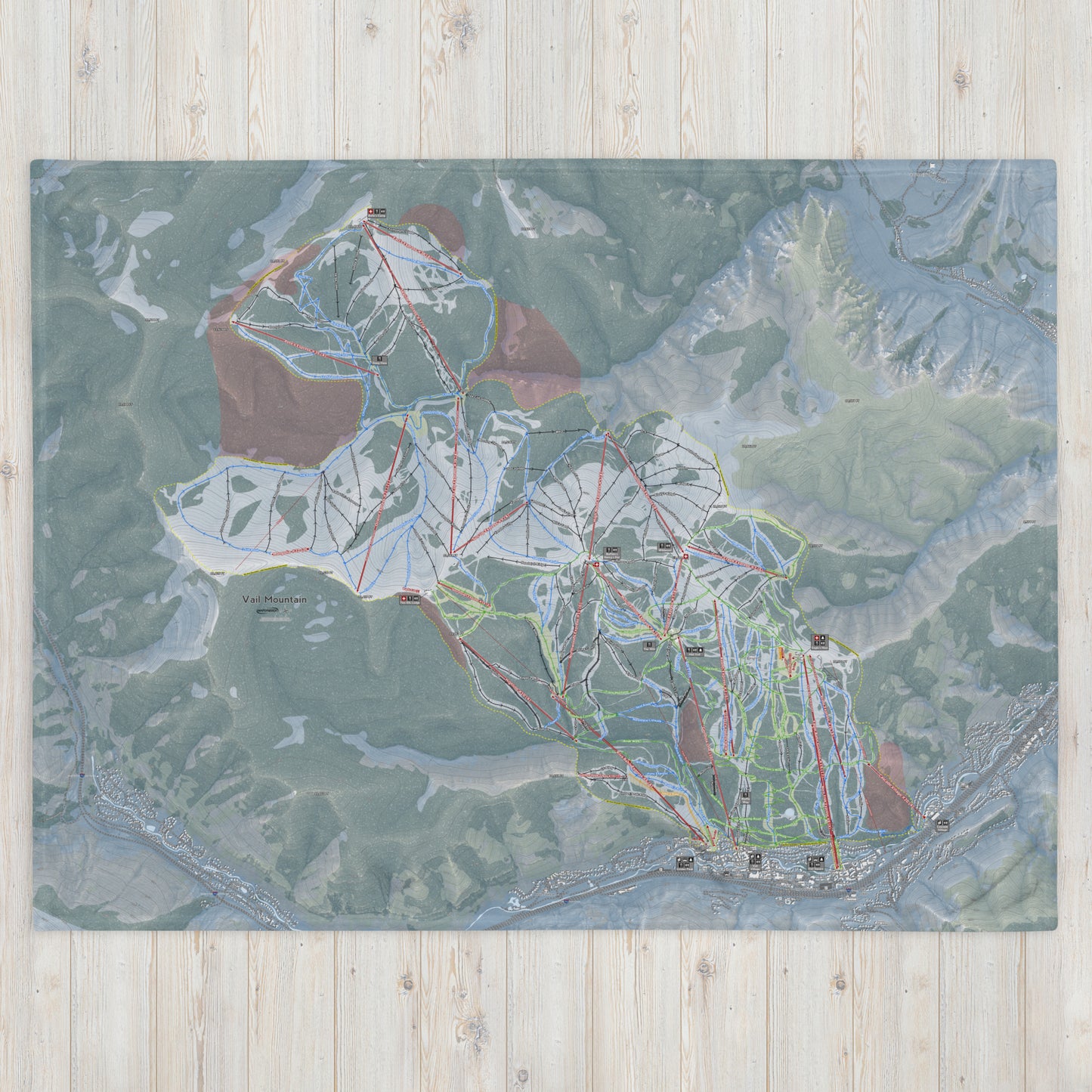 Vail, Colorado Ski Resort Map Blanket - Powderaddicts