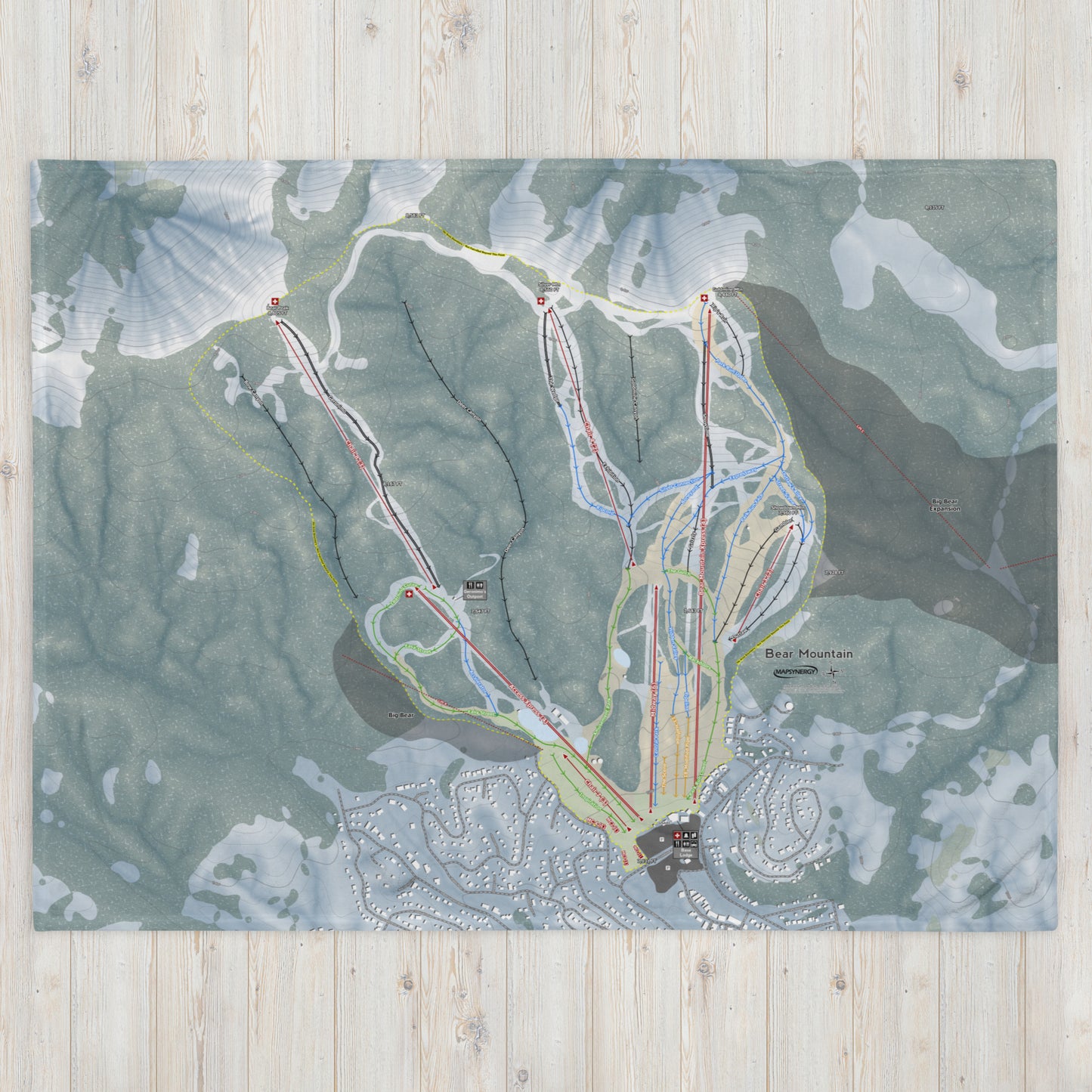 Bear Mountain, California Ski Resort Map Blanket - Powderaddicts