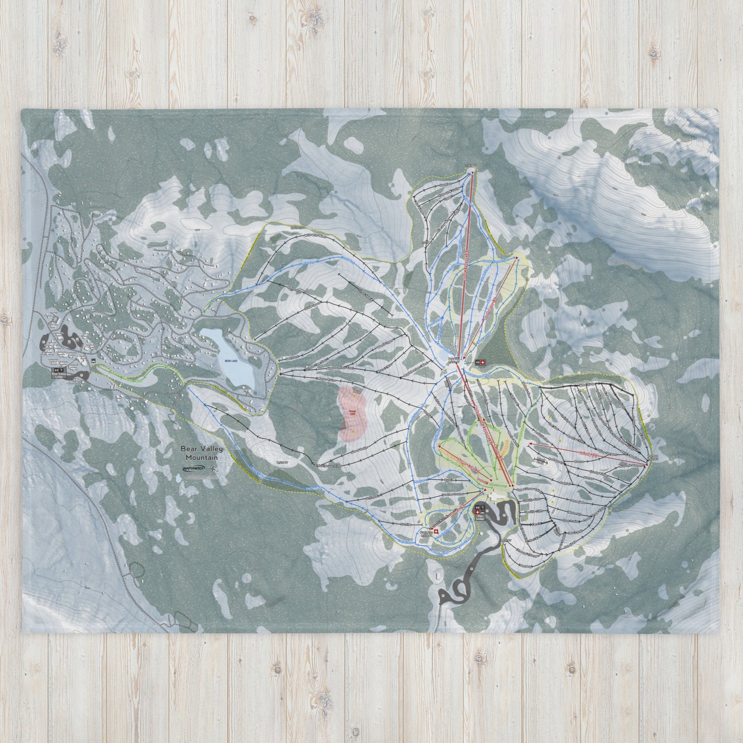 Bear Valley Mountain, California Ski Resort Map Blanket - Powderaddicts