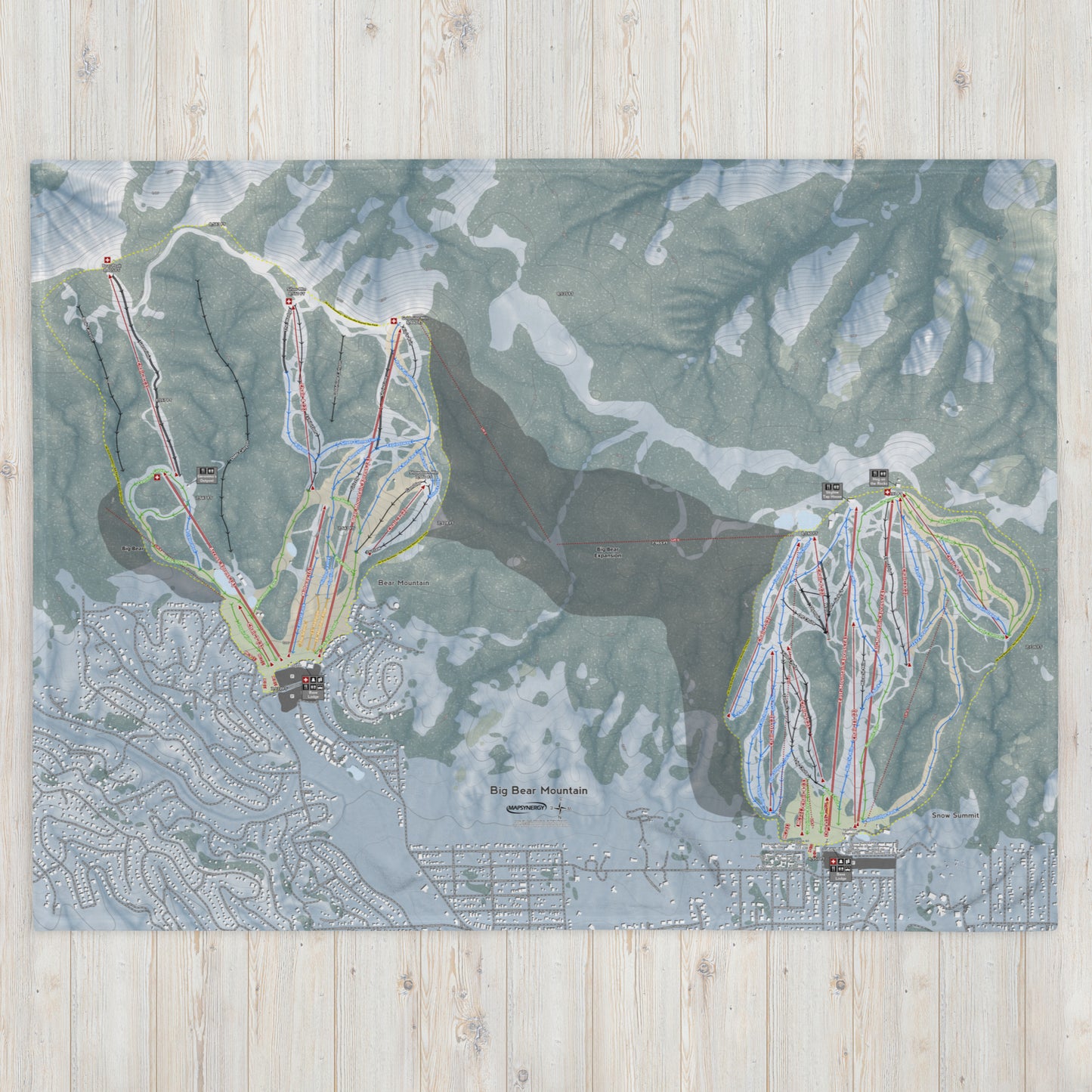 Big Bear Mountain, California Ski Resort Map Blanket - Powderaddicts