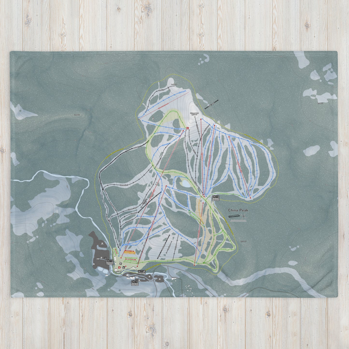 China Peak, California Ski Resort Map Blanket - Powderaddicts