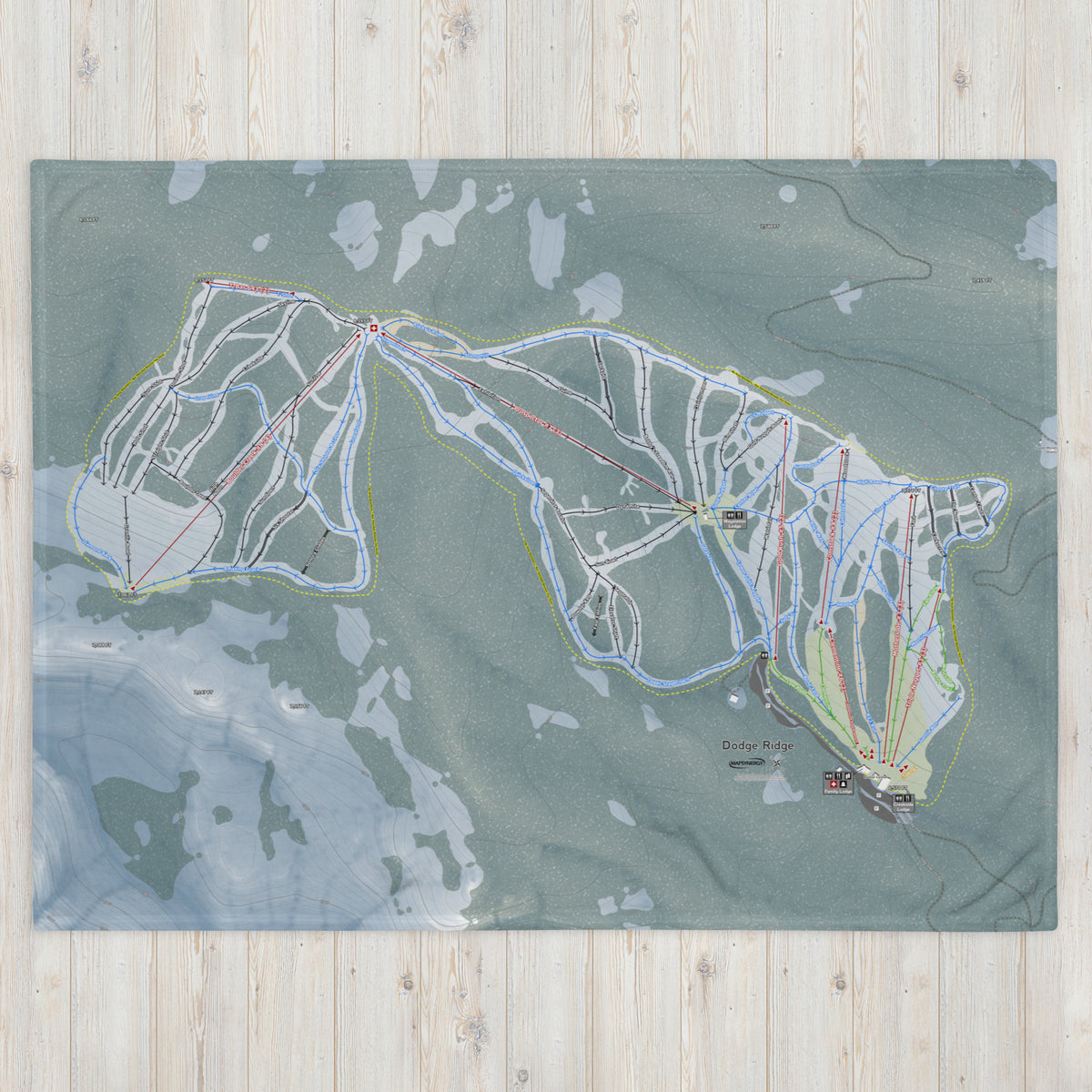 Dodge Ridge, California Ski Resort Map Blanket - Powderaddicts