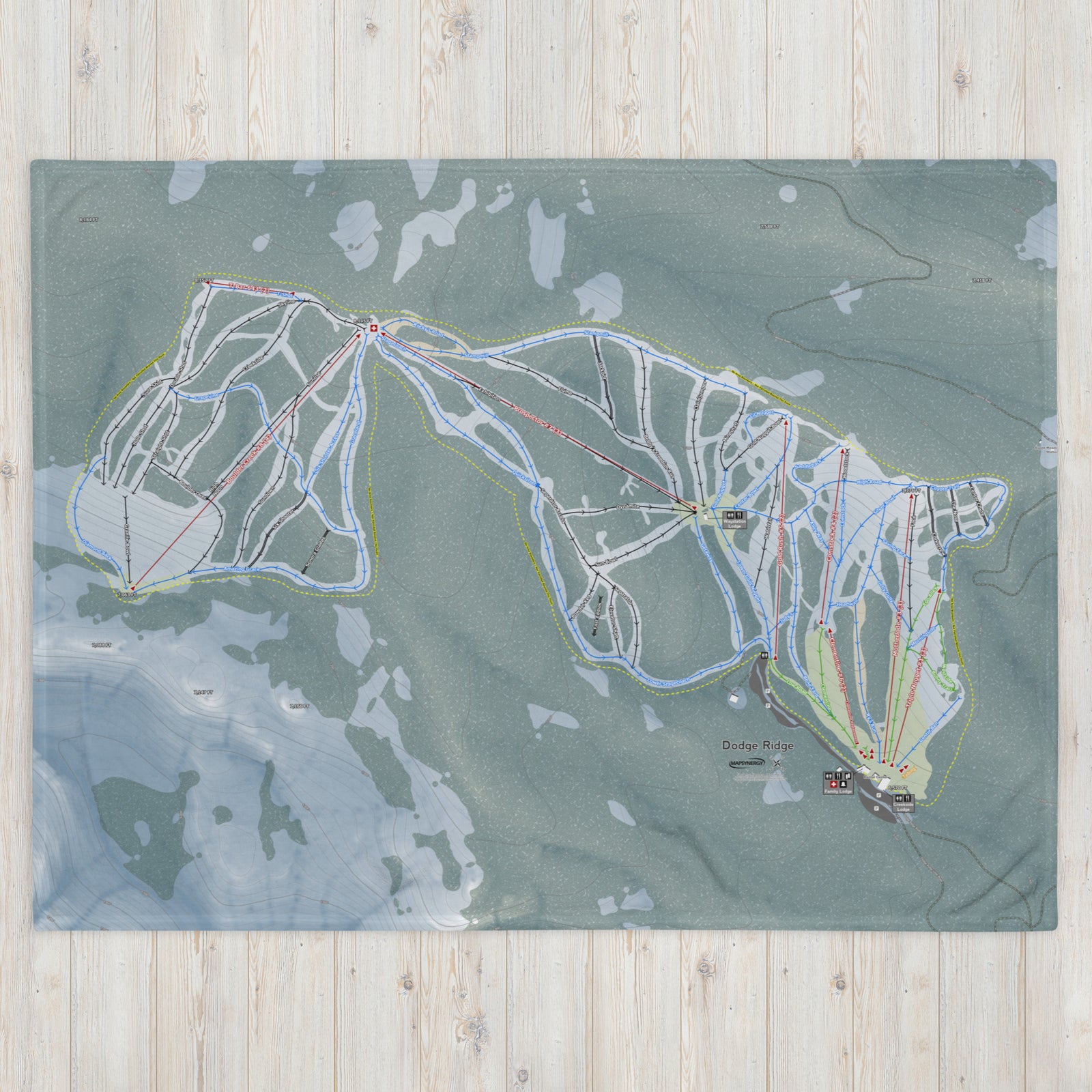 Dodge Ridge, California Ski Resort Map Blanket - Powderaddicts